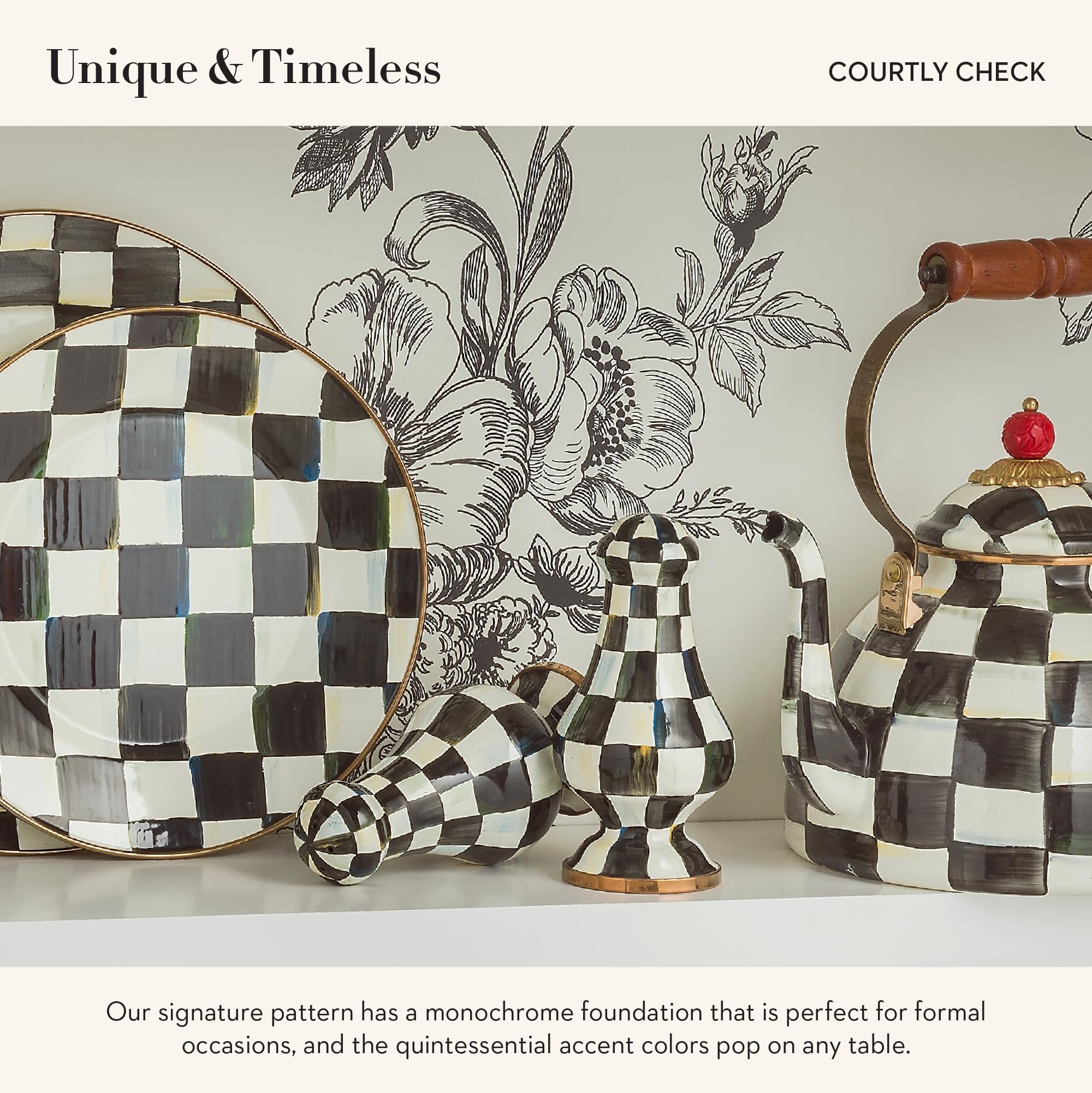 Mackenzie-Childs Courtly Check Enamel Large Salt & Pepper Shakers