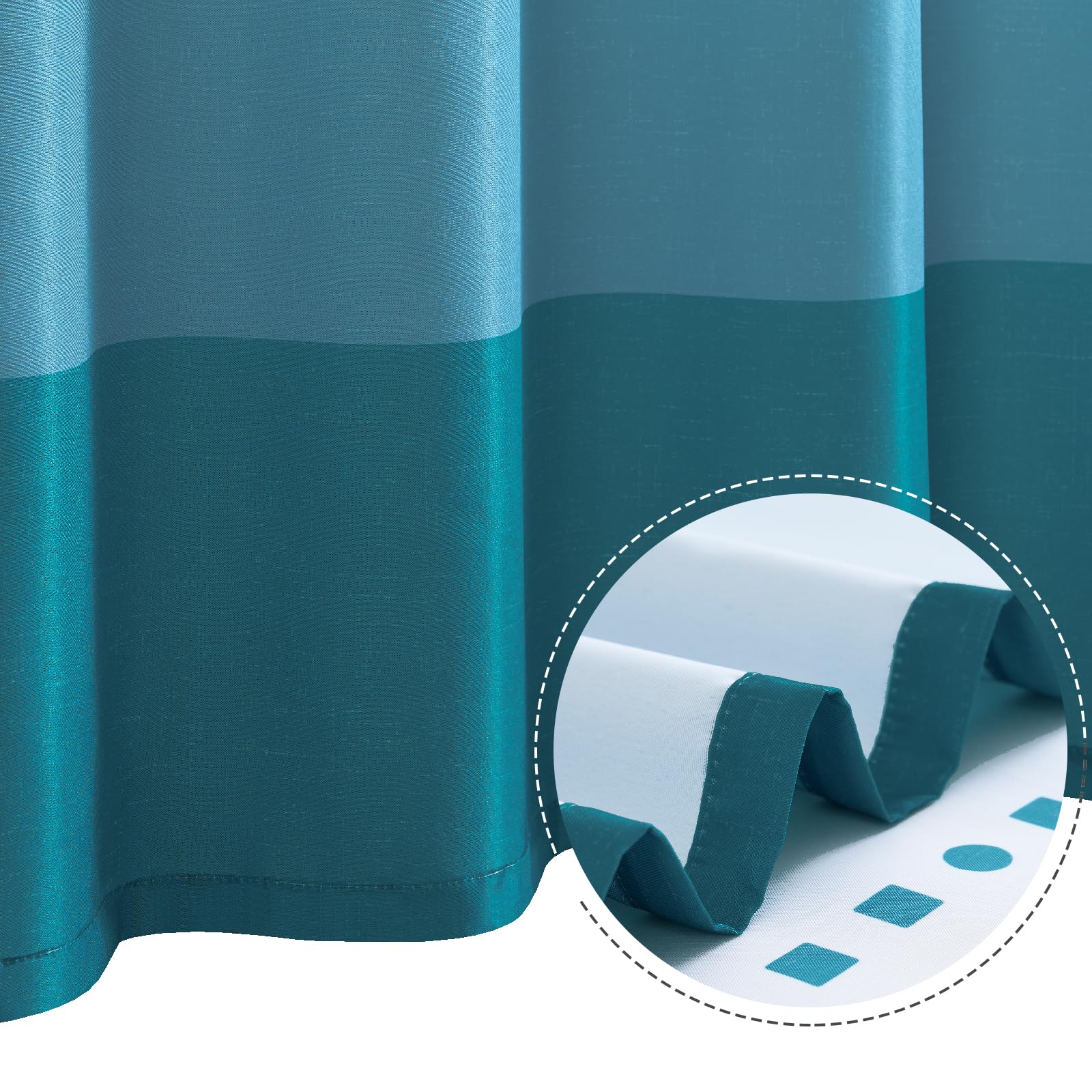 Jinchan Blue And White Boho Shower Curtain Blue Striped Fabric Shower Curtains For Bathroom Modern Luxury Waterproof Ombre Stall