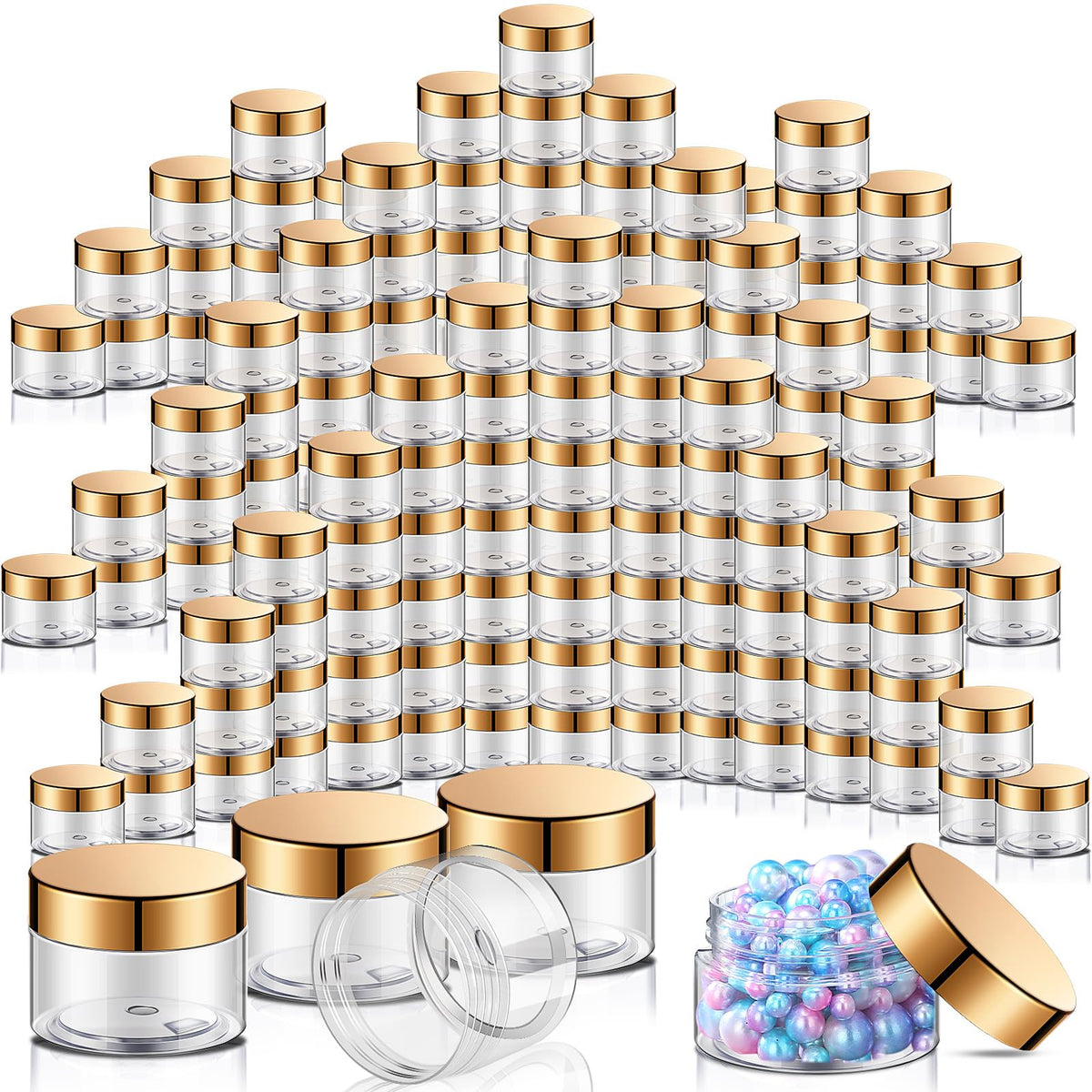 Satinior 100 Pcs Plastic Jars With Lids Small Clear Containers With Lids Wide Mouth Small Plastic Containers For Lotion Cream Rh