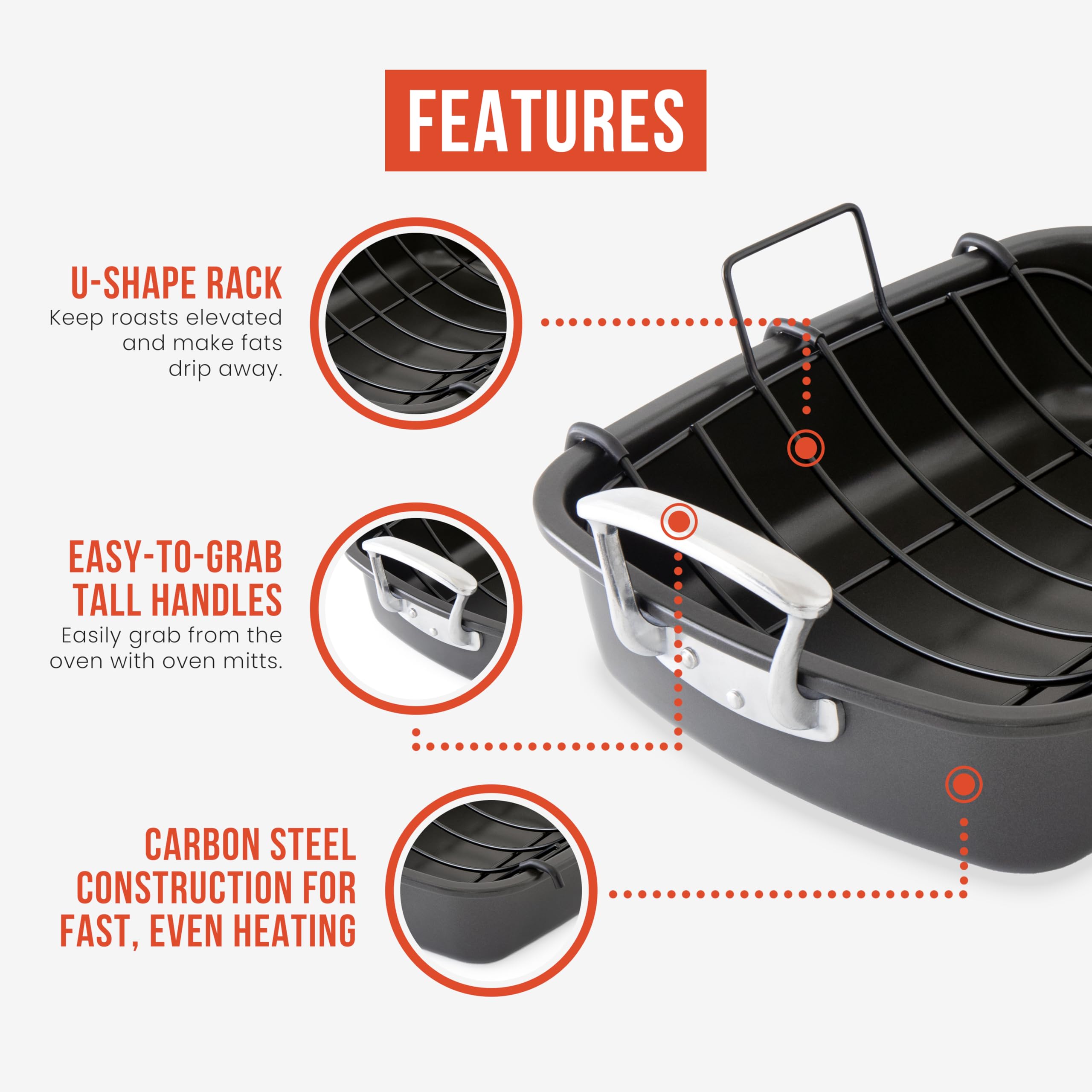 Chef Pomodoro Deluxe Large Carbon Steel Roasting Pan With U-Rack, 18.5 X 14.5-In (47 X 37 Cm), Extra-Large, Grey - The Ultimate