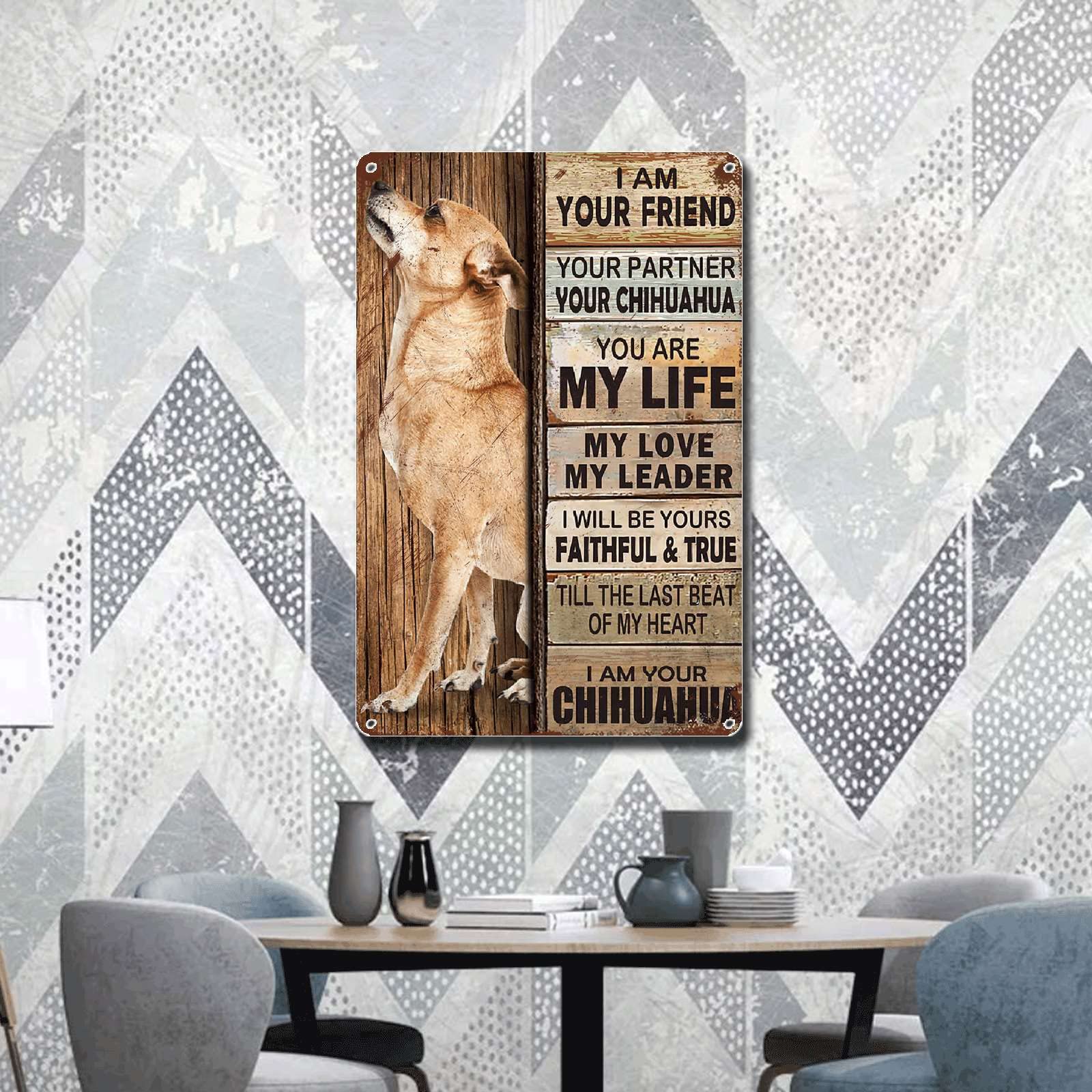Lygond Metal Sign Tin Sign Vintage Wall Art I Am Your Friend Gift For Chihuahua Lovers Dog Lovers Vintage Wall Art Prints Tin Si