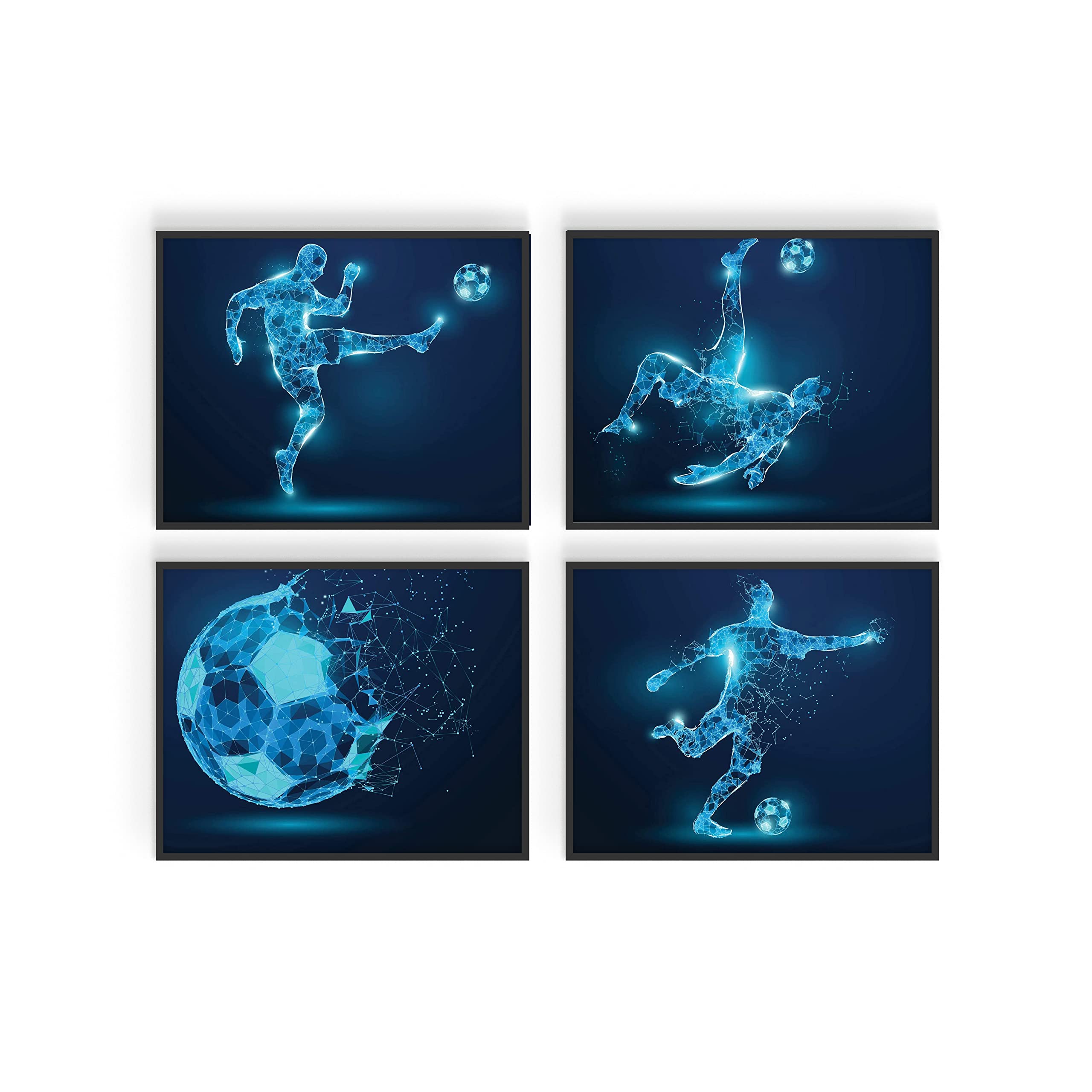 Soccer Wall Art Prints Set of 4 (8x10) Unframed Soccer Posters Soccer Room Decor For Men Kids Teenagers Soccer Poster Set For Bedroom Man Cave Soccer Wall Decor Soccer Boys Bedroom Decor X-Ray