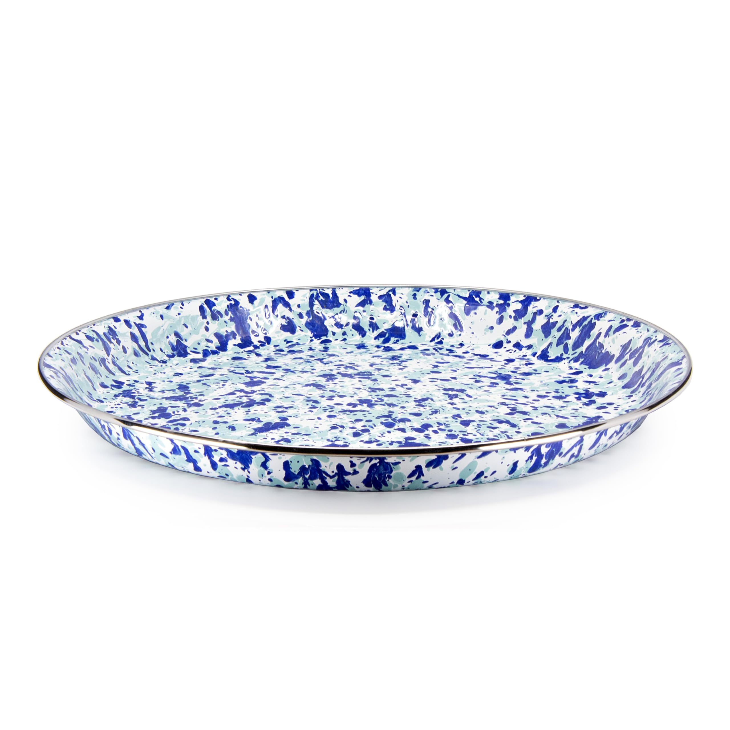 Golden Rabbit Enamelware - Ocean Swirl Pattern - 15.5'' Medium Tray