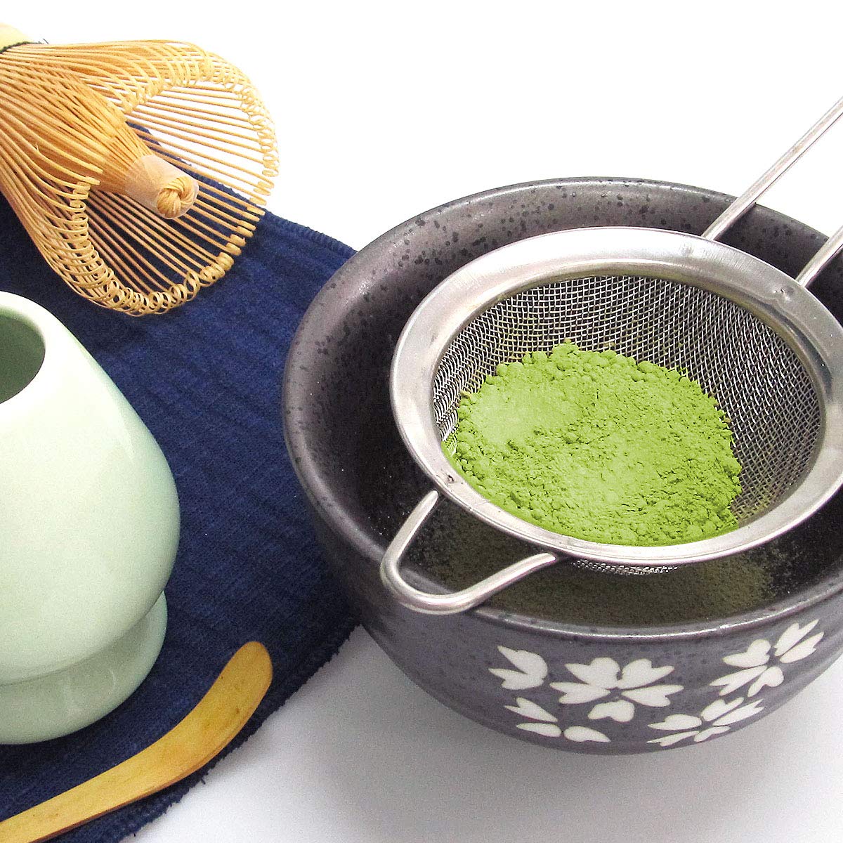 Artcome Japanese Matcha Tea Set, Matcha Whisk, Traditional Scoop, Matcha Bowl, Black Bamboo Tray, Ceramic Whisk Holder, Matcha C
