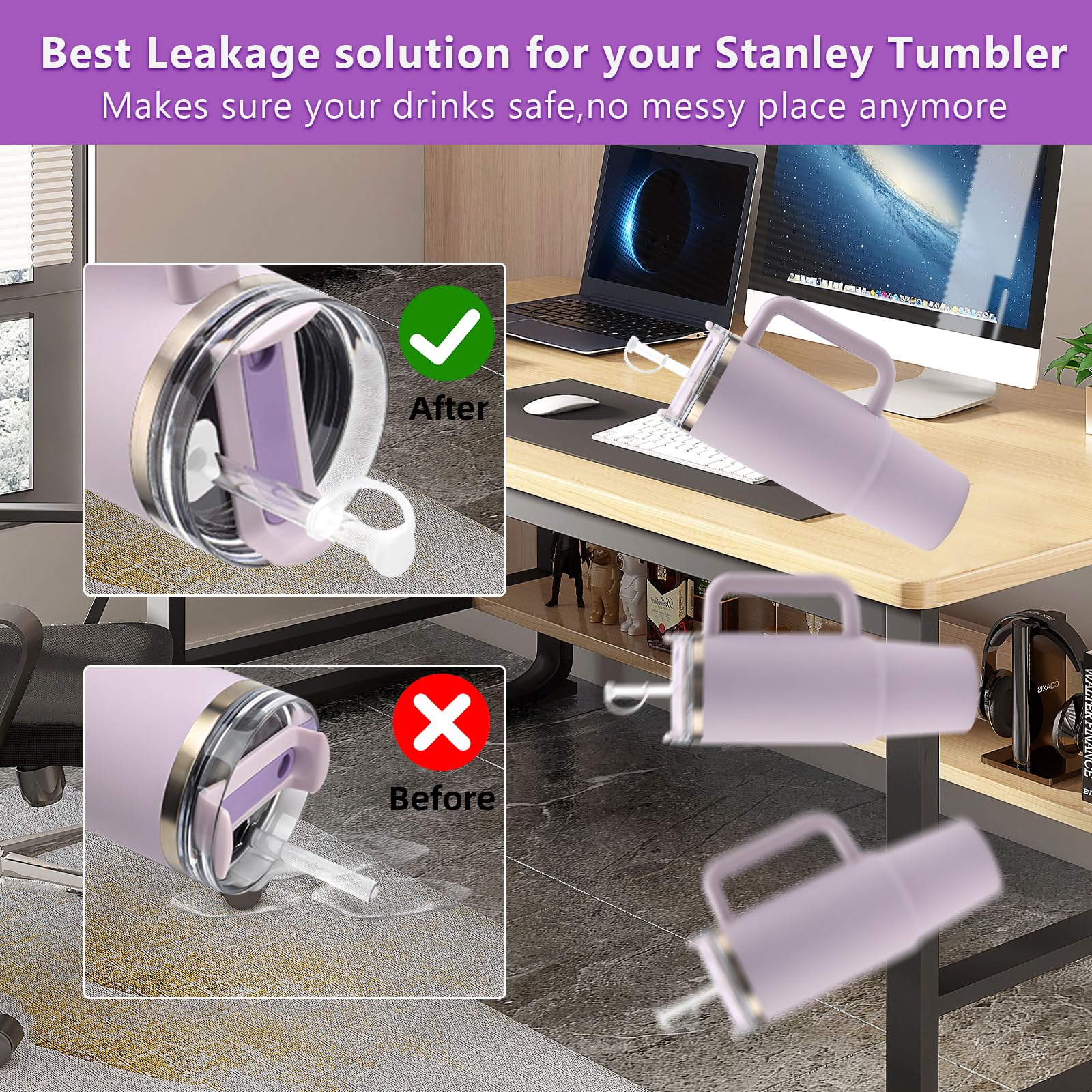 Tqrr 4Sets Silicone Spill Proof Stopper For Stanley 40/30 Oz The Quencher H2.0 Flowstate Tumbler With Handle For Stanley Cup Acc