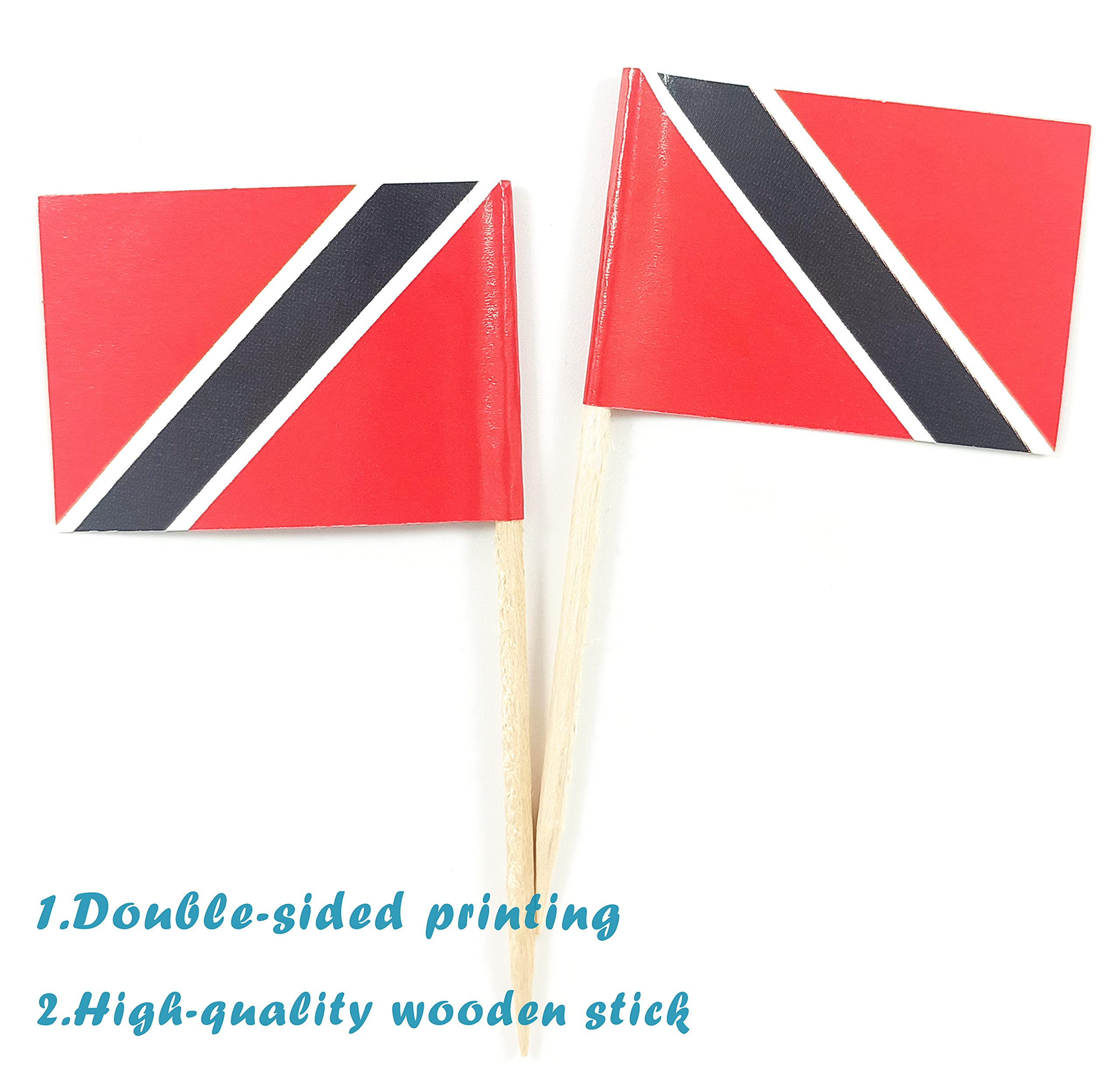 Jbcd Trinidad And Tobago Toothpick Flag Mini Small Cupcake Topper Flags, 100 Pcs