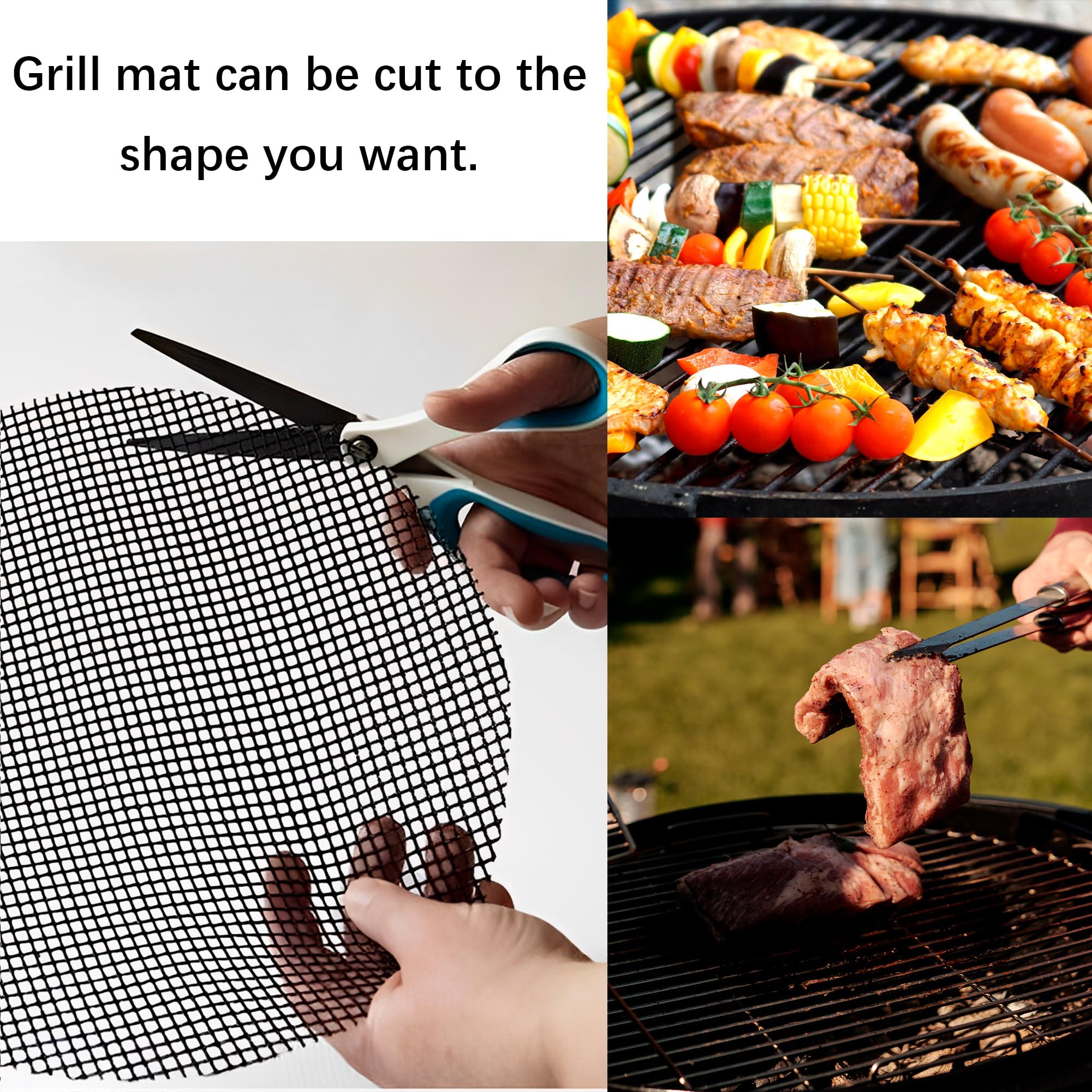 Osvino Beige Grill Mesh Mat 5 Pack Reusable Non-Stick Bbq Grill Mats 16''X12'' Outdoor Barbecue Baking Accessories Works On Gas