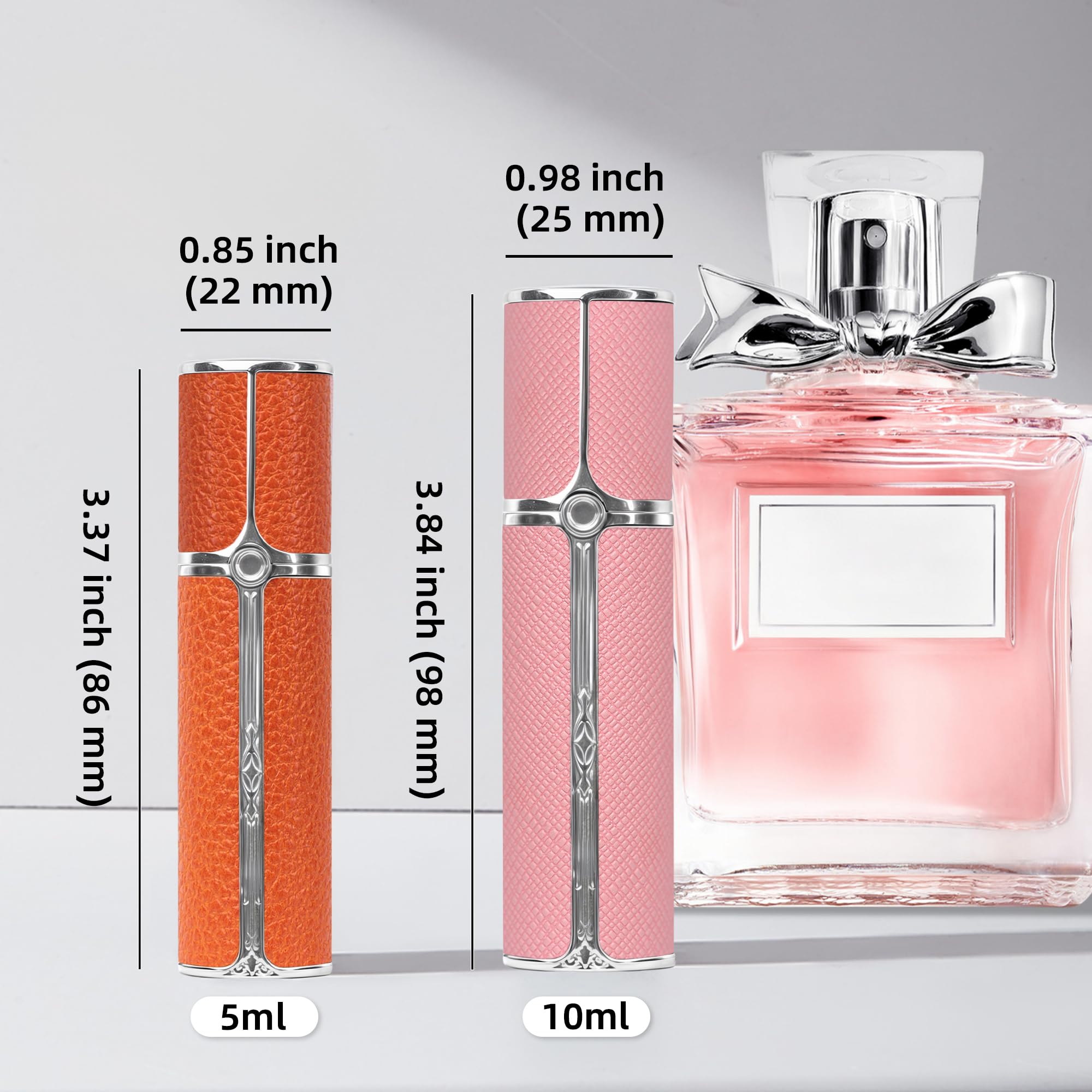 Muilsae Af01Wh Leather Perfume Atomiser, 5Ml Bottom Fill Travel Perfume Bottle, Refillable Perfume Dispenser For Women & Men (Wh
