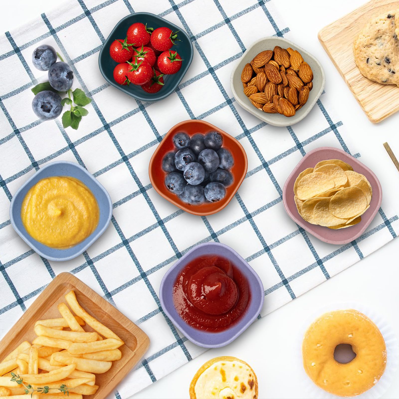 Ronanemon 4.8Oz Unbreakable Wheat Straw Dipping Bowls,Small Prep Bowls, Dip Bowls For Side Dish,Ketchup,Candy, Dessert, Nuts, Pa