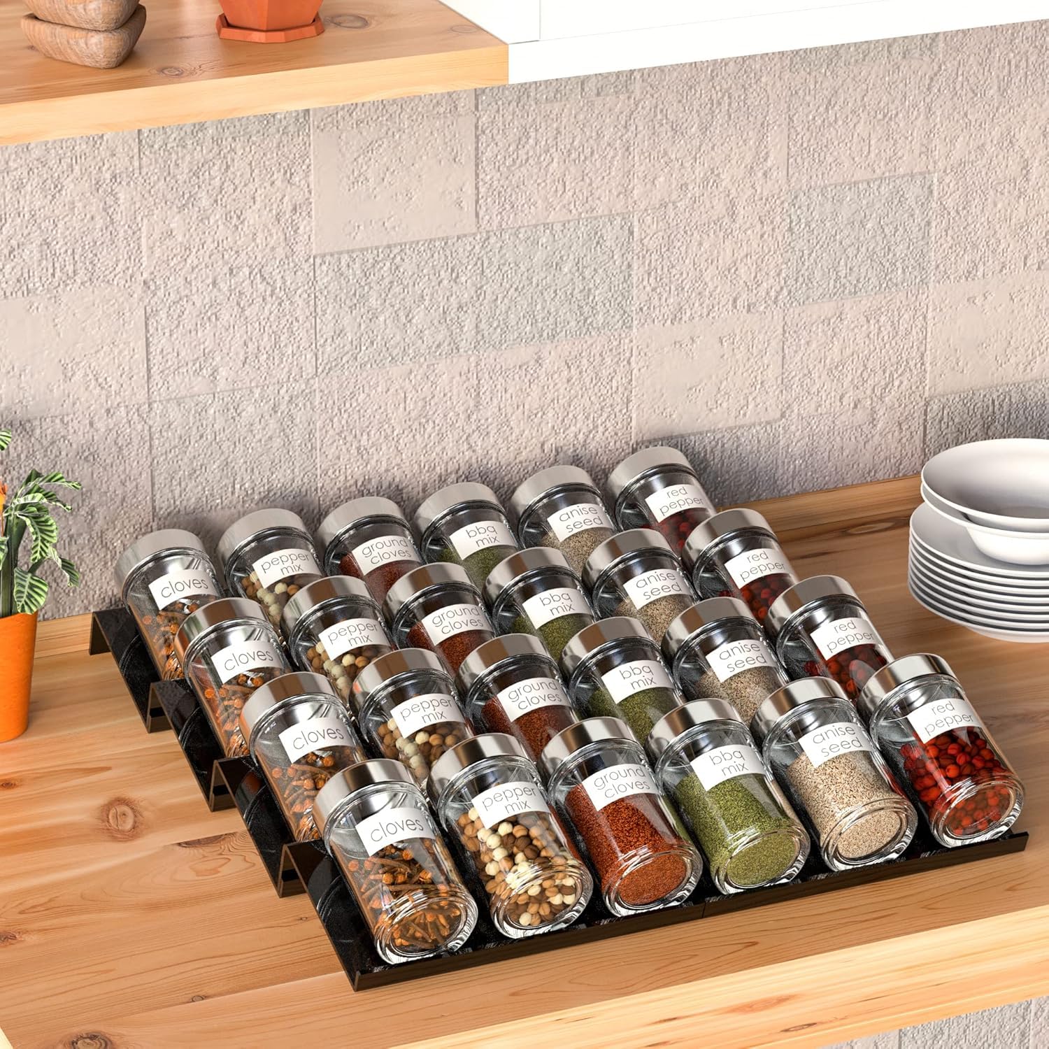 Feeling Mall Spice Drawer Organizer, 4 Pcs, Acrylic Drawer Spice Rack, Spice Organization For Drawer | Acrylic Spice Drawer Orga