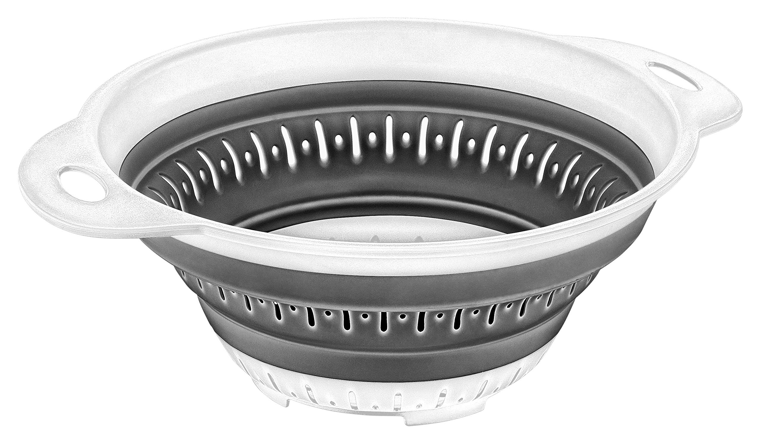 Collapsible Colanders (Strainers) For Fruit Vegetable Food Sizes 8'' - 2 Quart (Grey)