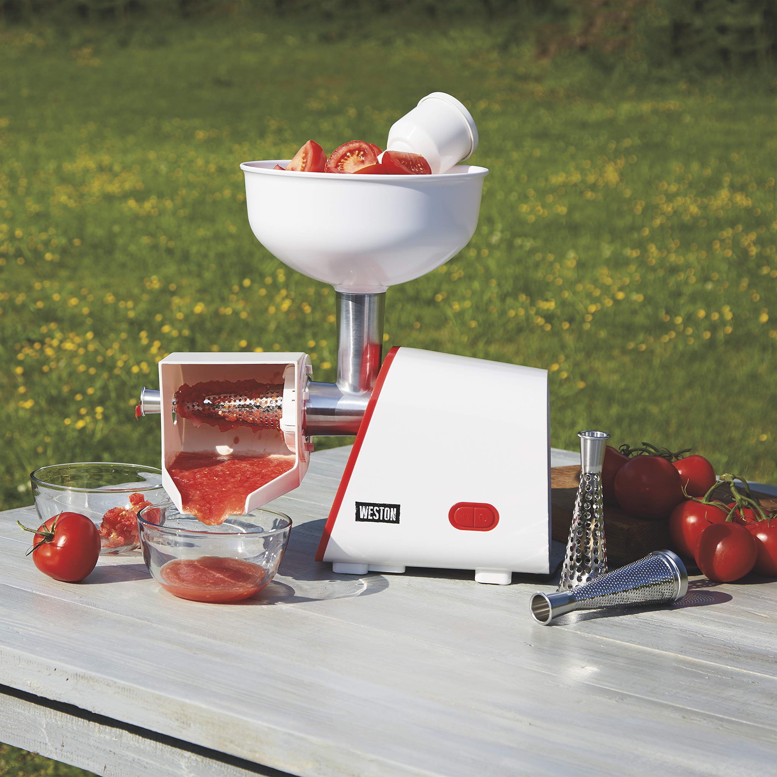 Weston Brands Deluxe Electric Tomato Strainer And Sauce Maker | Easy To Operate Vegetable & Fruit Juicer Machine Juice Extractor