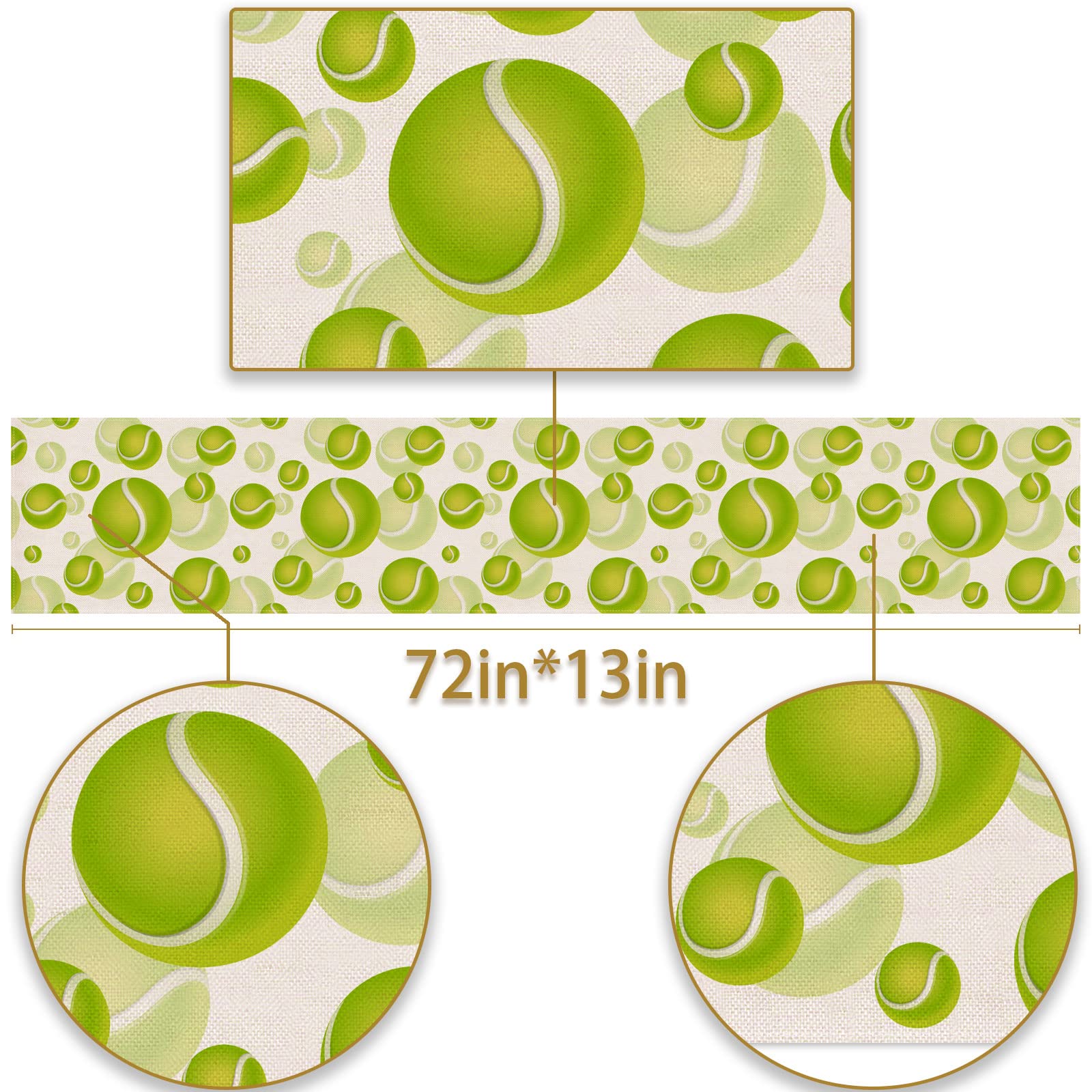 Pudodo Tennis Ball Table Runner Sport Baby Shower Tablecloth Tennis Themed Birthday Party Kitchen Dining Room Home Decoration (1