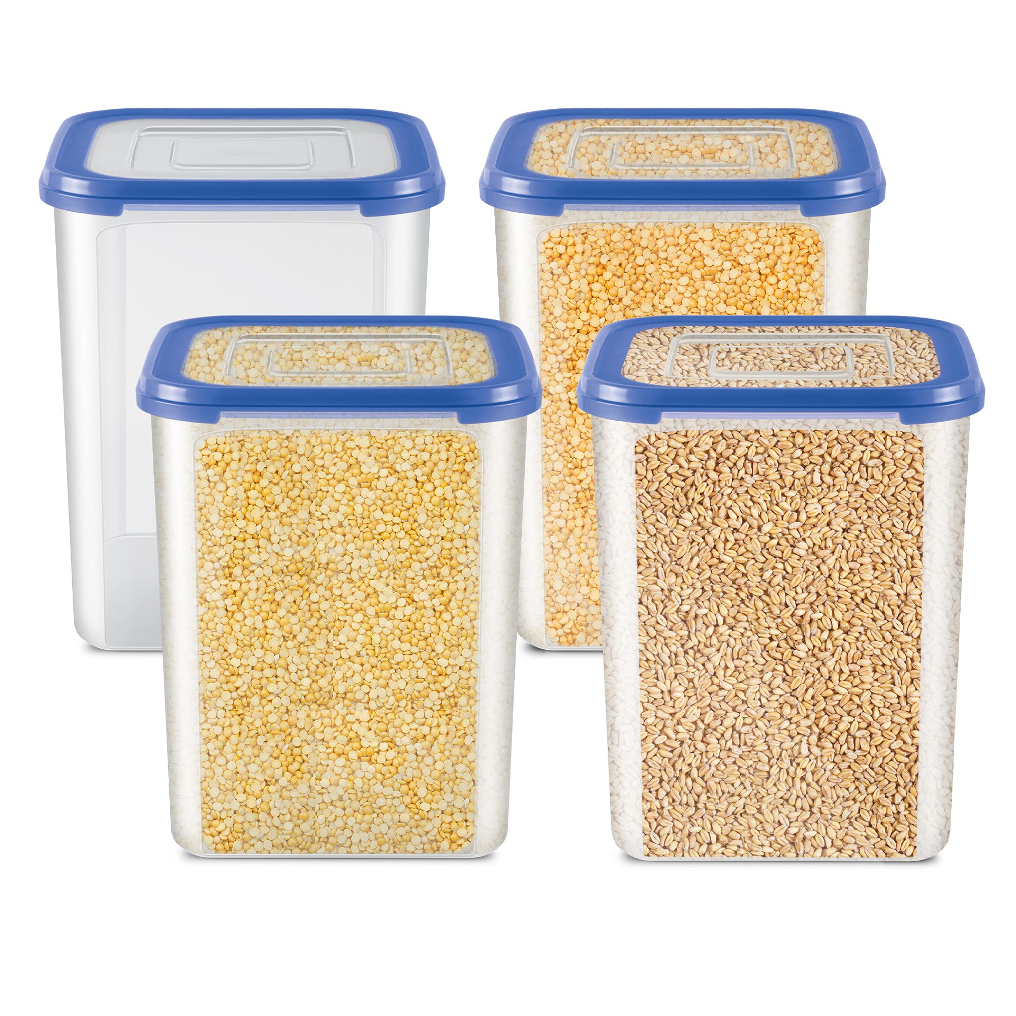 Milton Stacko 360 Plastic Storage Container (9) Set Of 4, 5.75 Litres Each, Blue | Storage Jar | Air Tight | Kitchen Organiser |