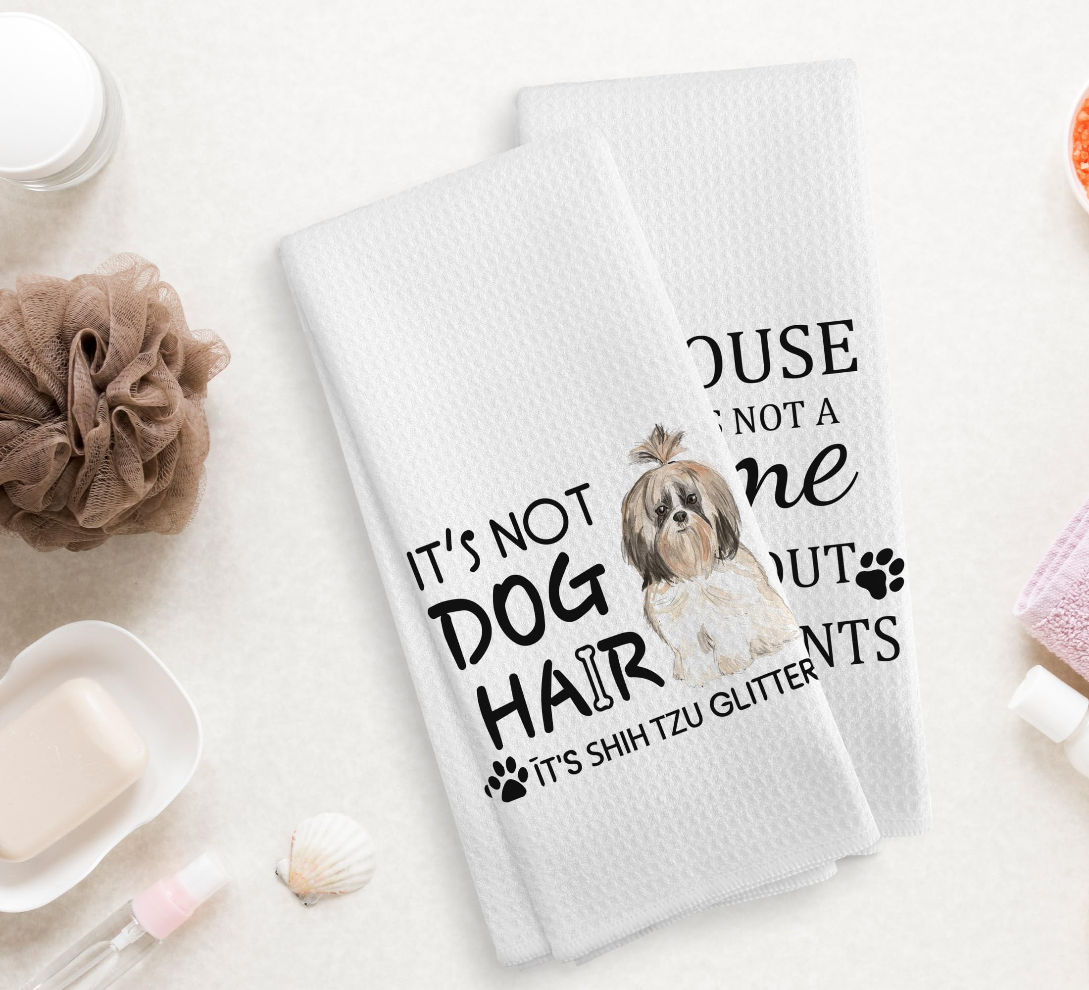 NOQL Shih Tzu Dog Towel, Dog Kitchen Towels, Shih Tzu Dog Kitchen Towels and Dishcloths Set of 2, Shih Tzu Dog Decor, Shih Tzu G