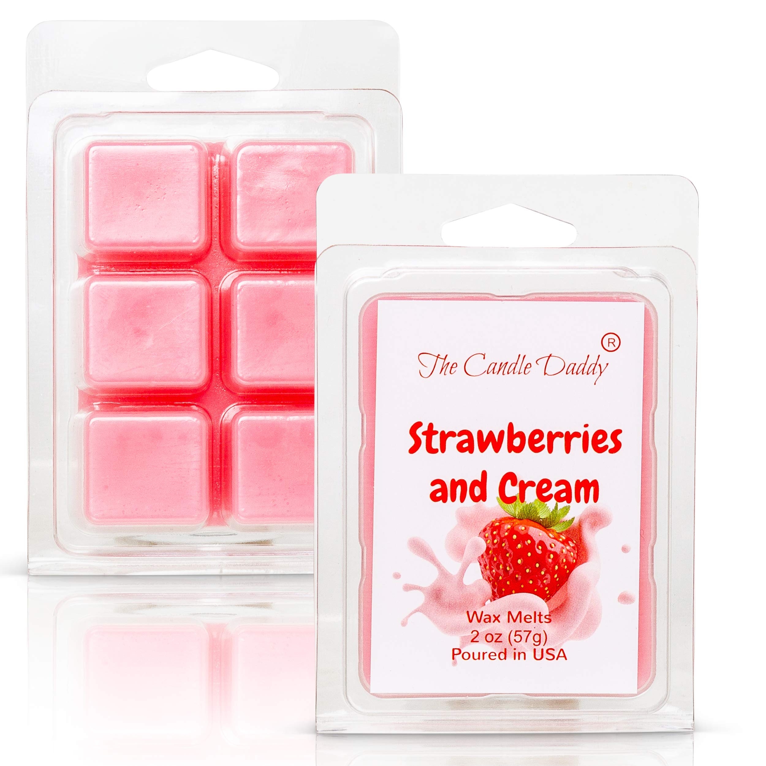 The Candle Daddy - Strawberries & Cream - Sweet Strawberry with Cream Scented Melt- Maximum Scent Wax Cubes/Melts- 1 Pack -2 Oun