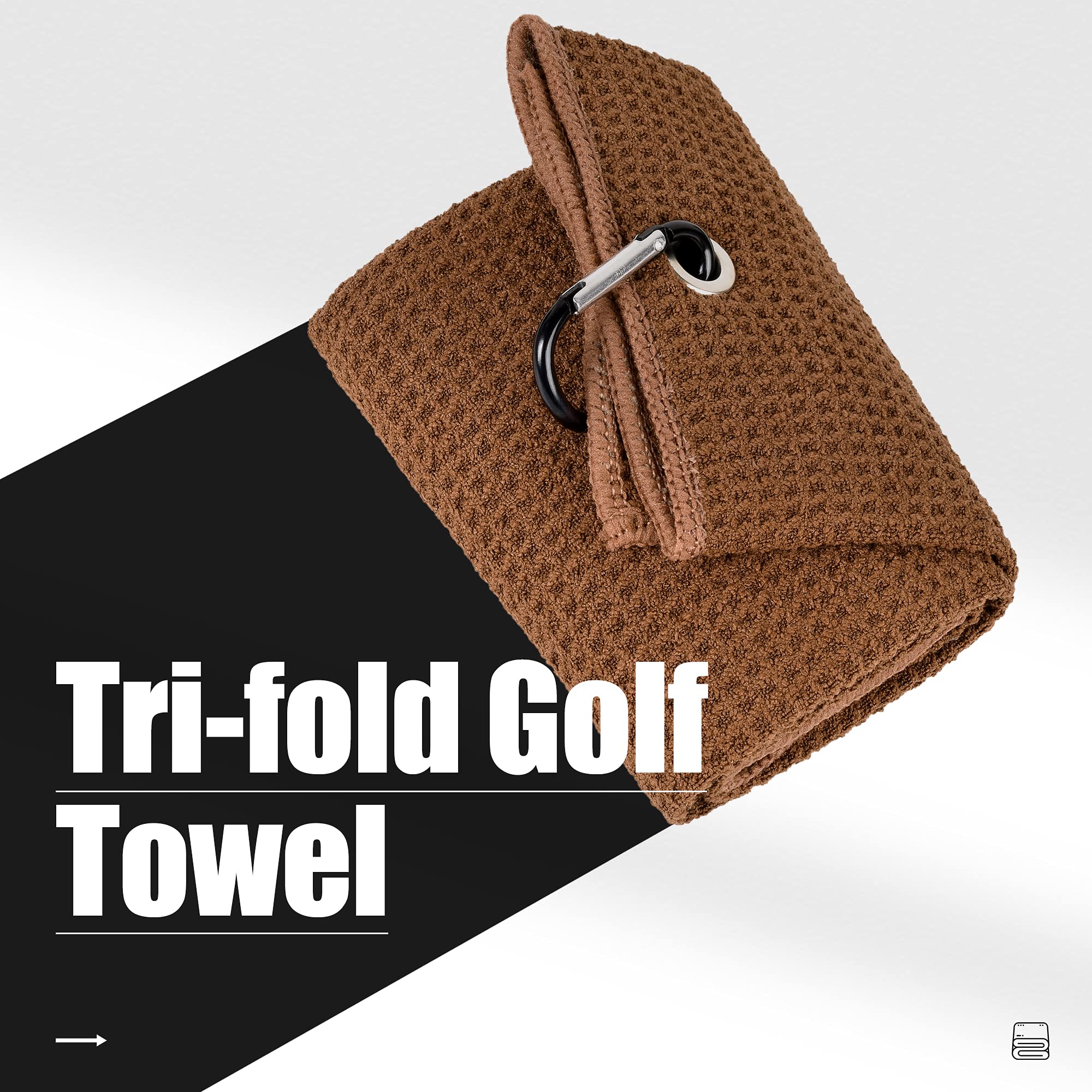 Mile High Life Tri-Fold Golf Towel | Premium Microfiber Fabric | Waffle Pattern | With Heavy Duty Carabiner Clip | Golf Towel Fo