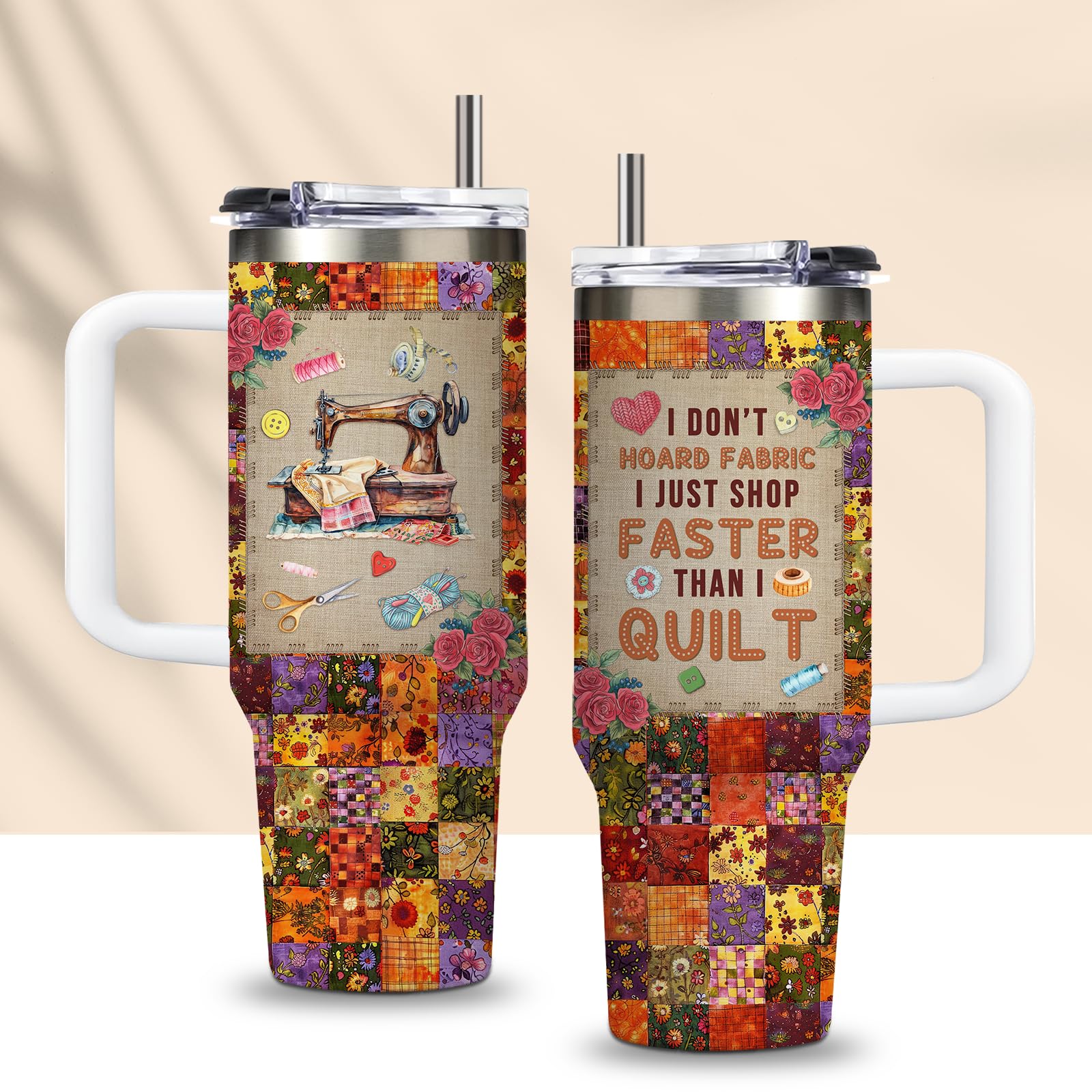 CGMIBAS Funny Sewing Tumbler 30oz - I Dont Hoard Fabric I Just Shop Faster Than I Quilt Gift for Quilters, Sewing Lovers - Insu
