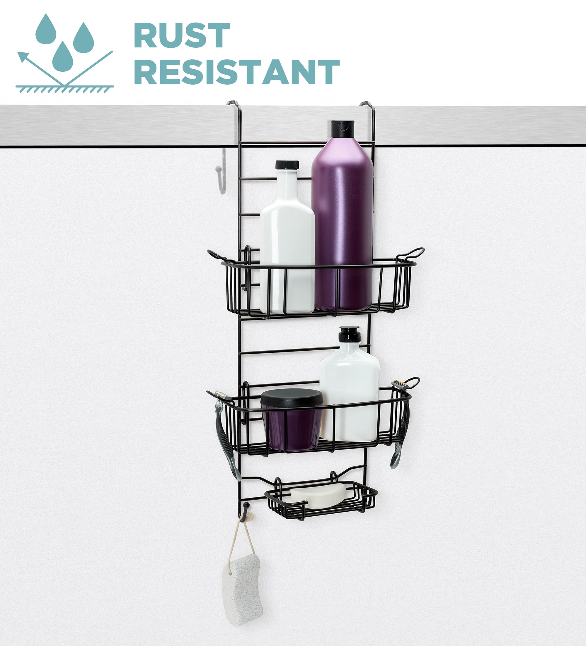 Zenna Home E7803Hb Shower Caddy, 12 In W X 8.75 In D X 23 In H, Heritage Bronze