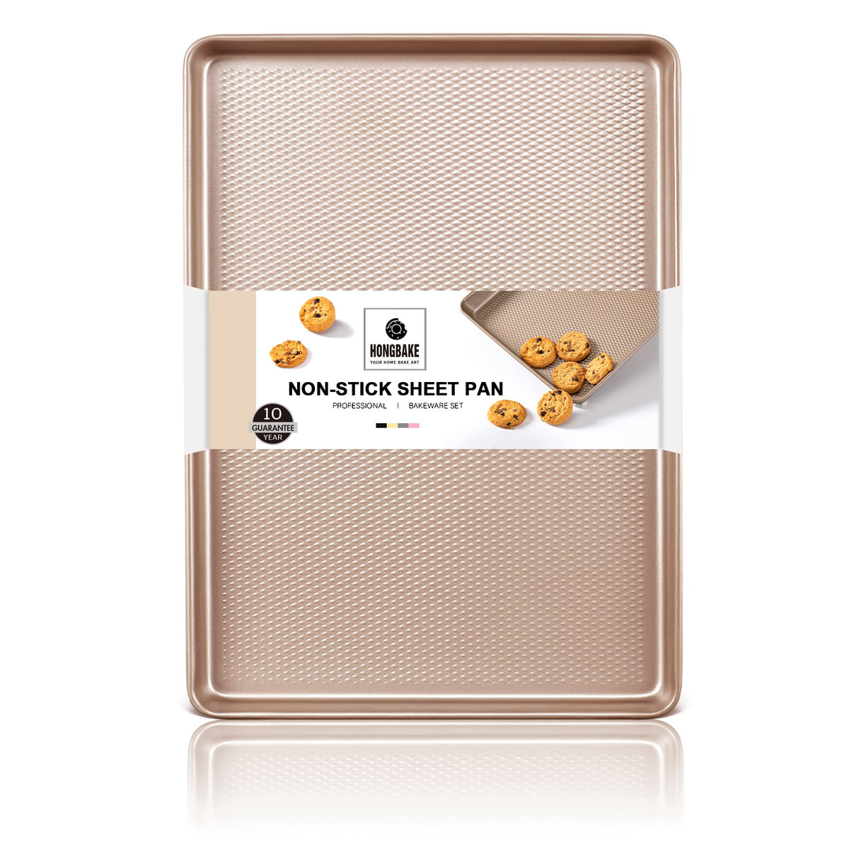 Quarter Sheet Baking Pan Nonstick - Hongbake Commercial Cookie Sheet For Baking With Diamond Texture Surface, 57% Thicker Carbon