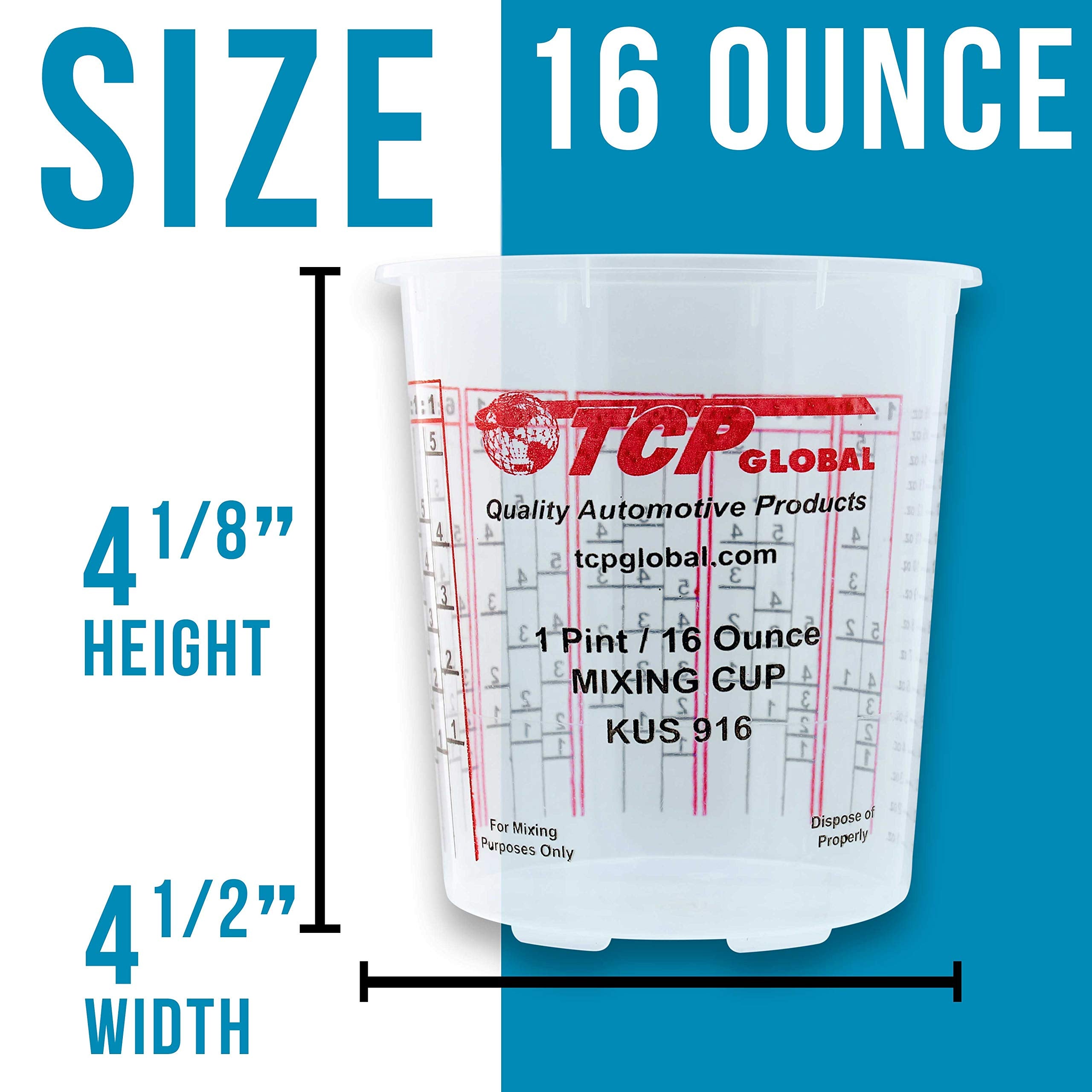 Custom Shop - Pack Of 36 Each - 16 Ounce Graduated Paint Mixing Cups - Cups Are Calibrated With Multiple Mixing Ratios - Also In