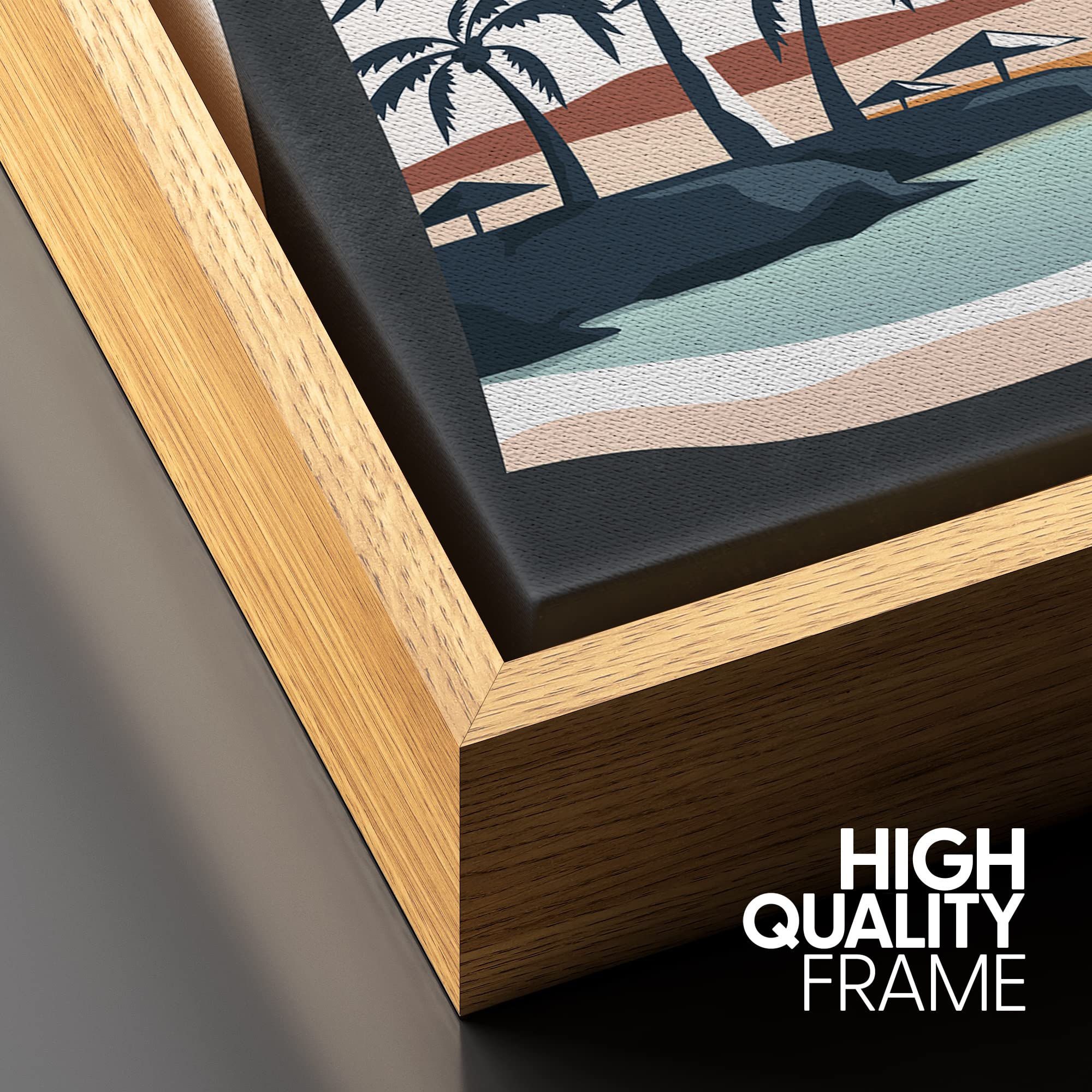 Signford Framed Canvas Print Wall Art Pastel Ocean Sunshine Sunset Horizon Nature Wilderness Illustrations Modern Art For Living