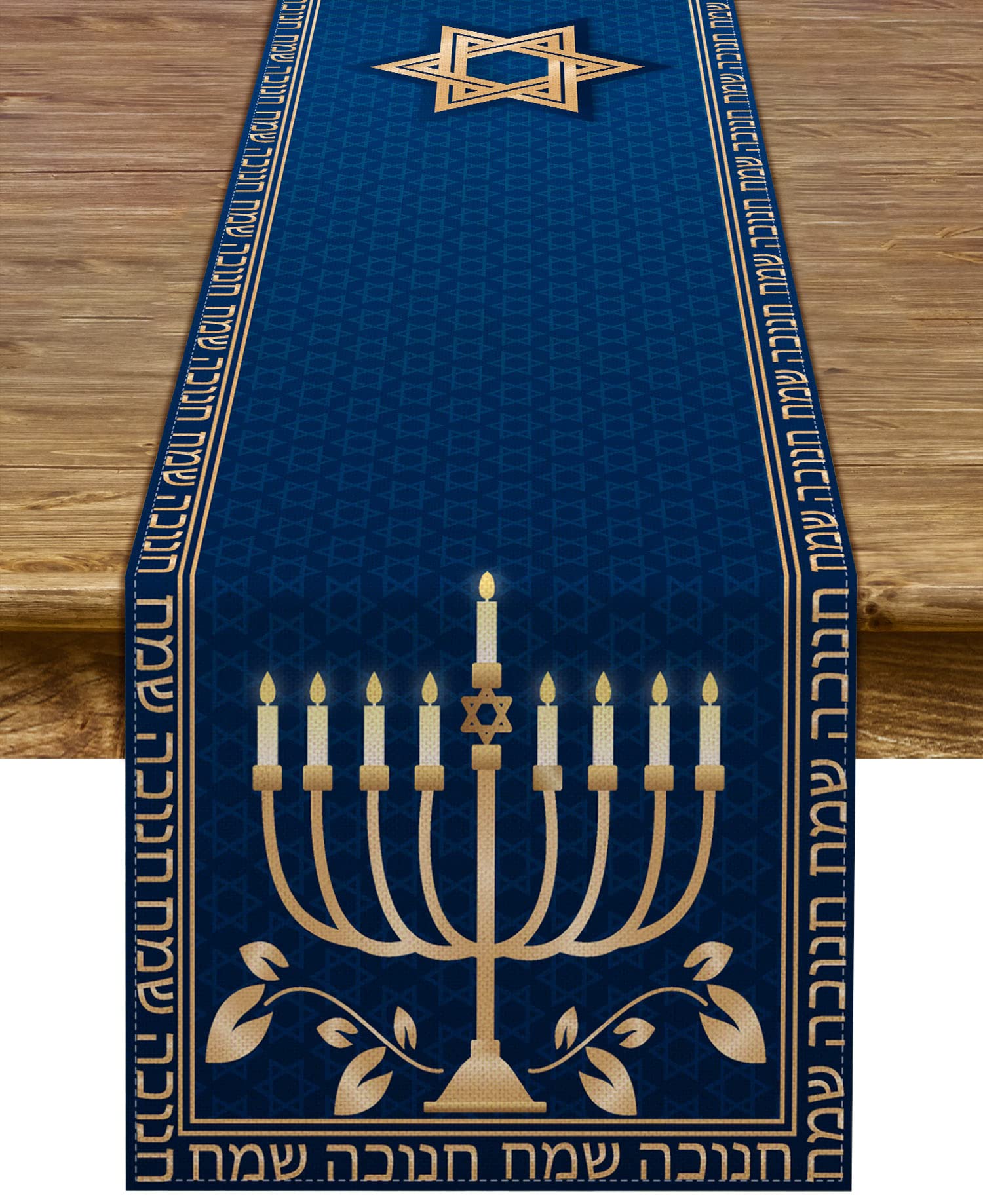 Hanukkah Table Runner Chanukah Menorah Star Of David Jewish Festival Holiday Party Kitchen Dining Home Decoration (13'' X 72'')