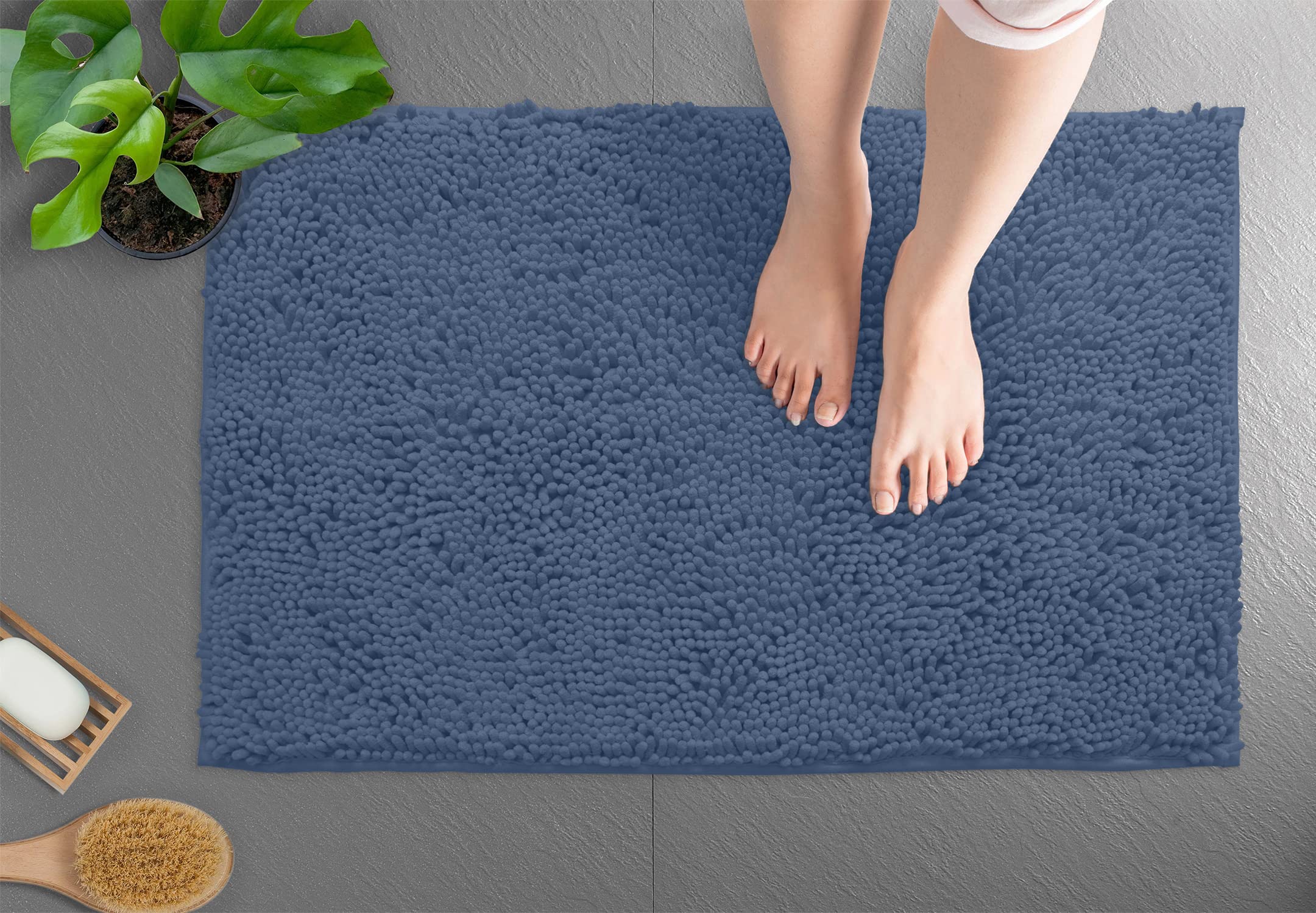 Ultra Soft Texture Chenille Plush Bath Rugs Floor Mats, Bath Rug Non Slip Microfiber Door Mat For Kitchen/Entryway/Living Room (