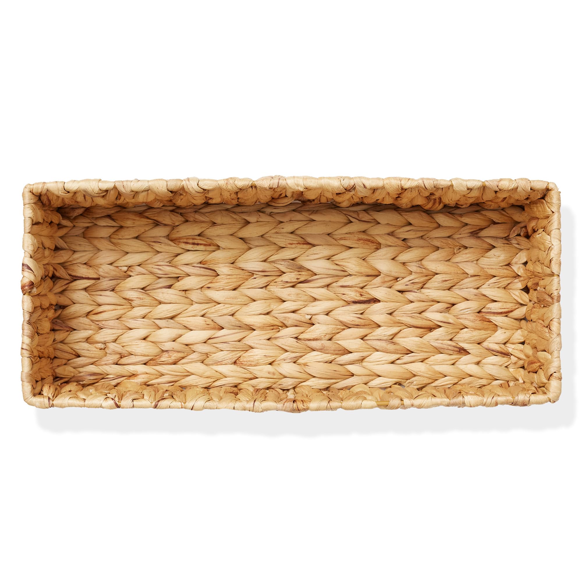 Casafield Set Of 2 Bathroom Storage Baskets, Natural - Water Hyacinth, 16'' W X 6.75'' D X 4.25'' H, Woven Toilet Tank Topper Bi