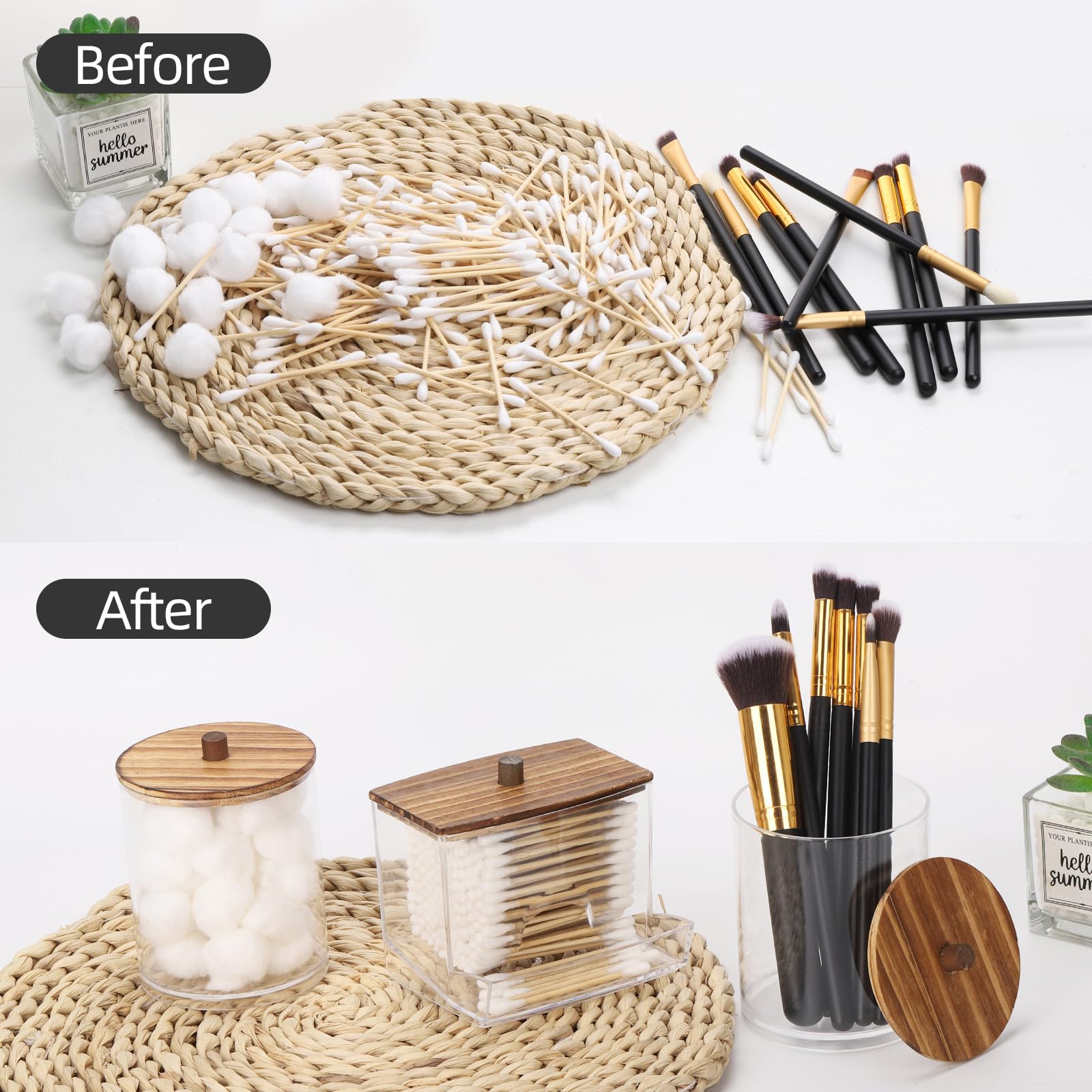 Tbestmax Qtips Dispenser Bathroom Container, 10/12 Oz Big Cotton Ball Holder, Apothecary Jar Organizer For Storage Cotton Swab,