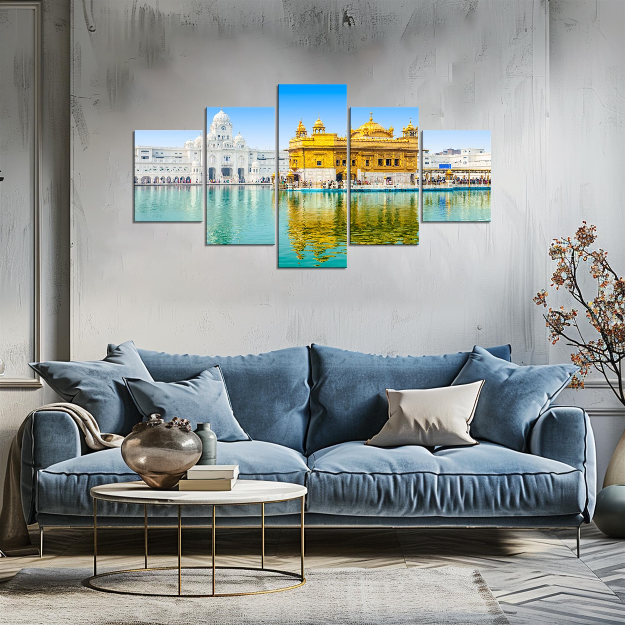 Wall Art Golden Temple Canvas Printed Amritsar Sikhism Painting Wall Decor Picture Religion Poster Framed Office Home Living Roo