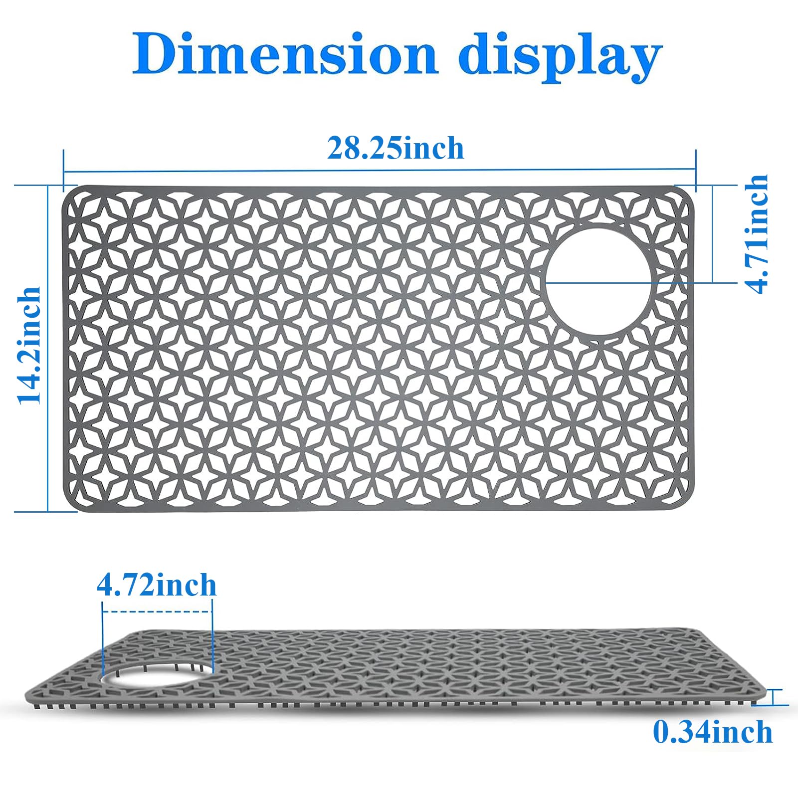 QKVCX Sink Protectors for Kitchen Sink 28.25''x 14.2'' Sink Protectors for Kitchen Sink Drainage Mat- Non-slip Sink Mat for Bottom of Kitchen Farmhouse Porcelain Sink Kitchen Sink Grid Accessory.