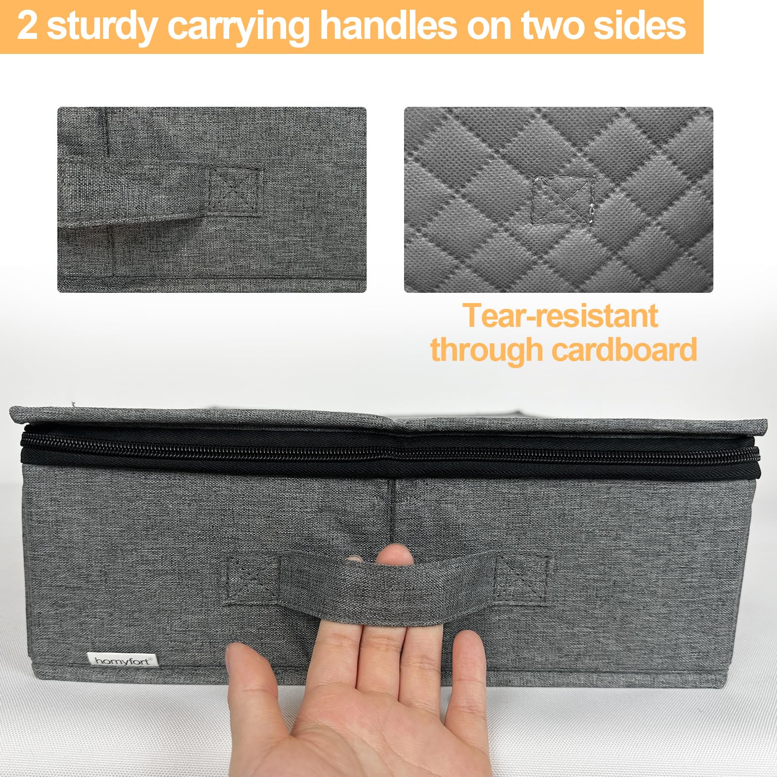 Homyfort Platter Storage Case - Stackable China Storage Containers Hard Shell With Durable Zipper & Label & Sturdy Handles, 5.3