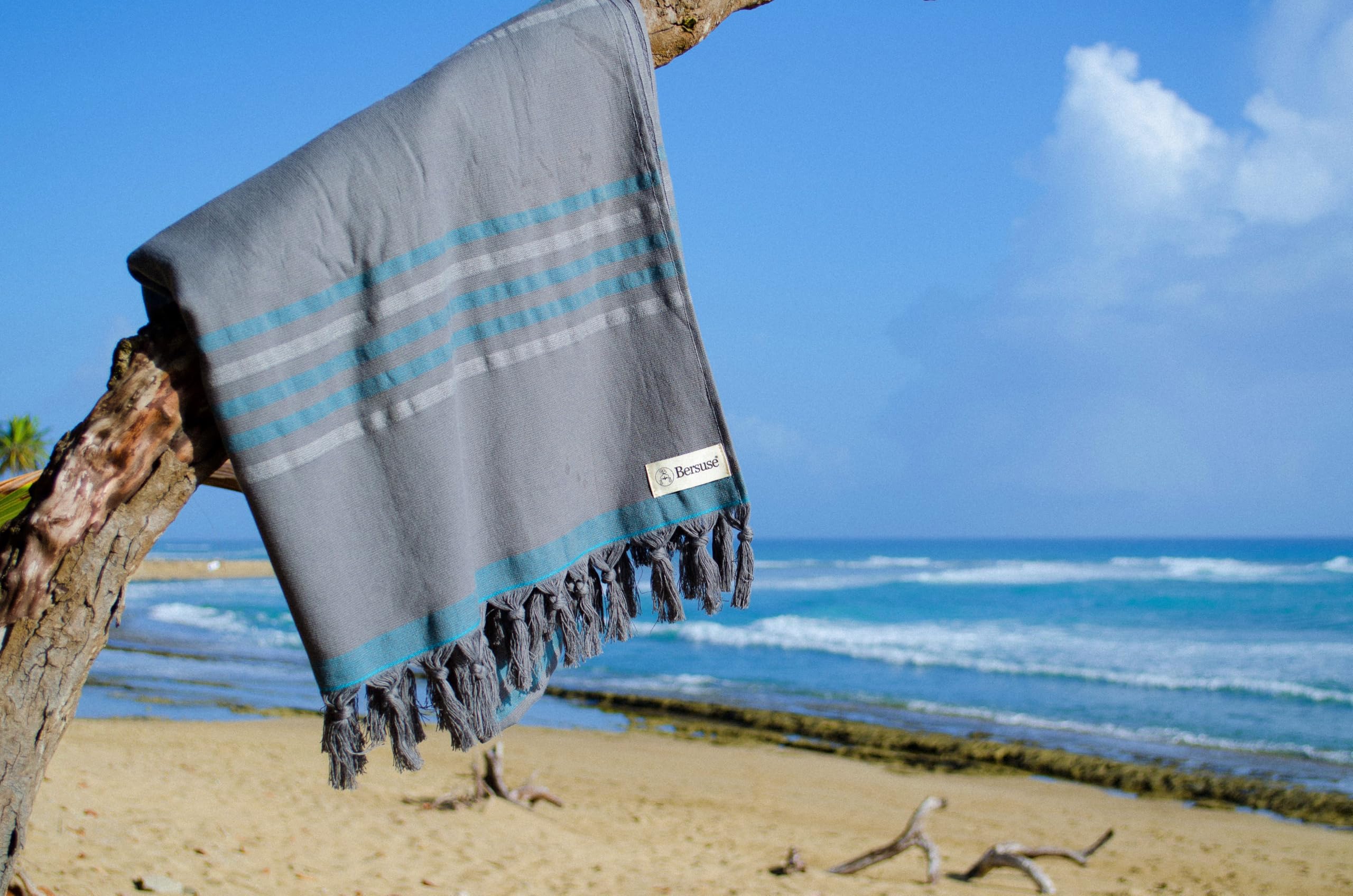 Bersuse 100% Cotton Tripolis Terry Peshtemal Turkish Towel Bath Towel Beach Towel Lighweight Quickdry Absorbent - 35X67 Inches,