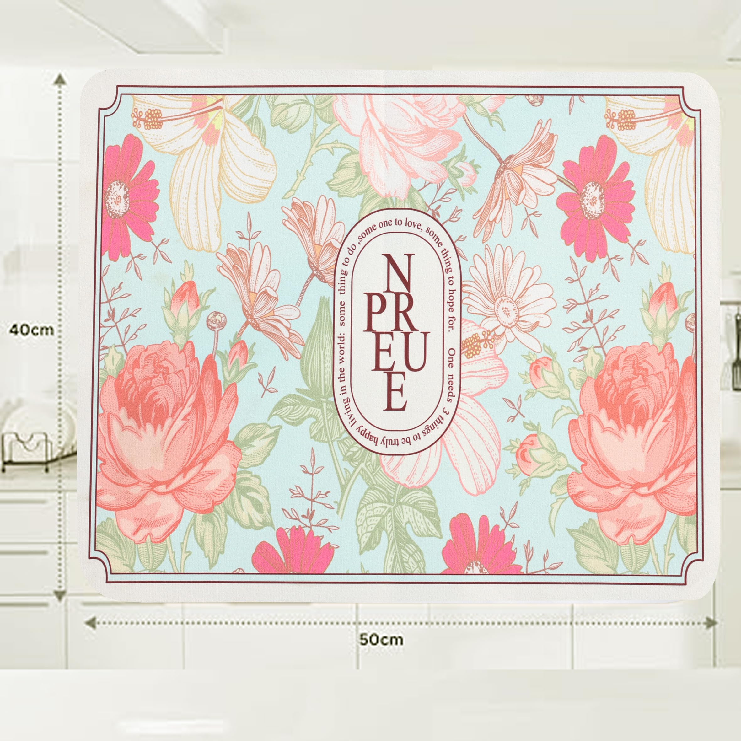 Homecloud Dish Drying Mat For Kitchen Counter Hide Stain Super Absorbent, Non-Slip, Heat-Resistant, Great For Dishes,Rack Pad, K