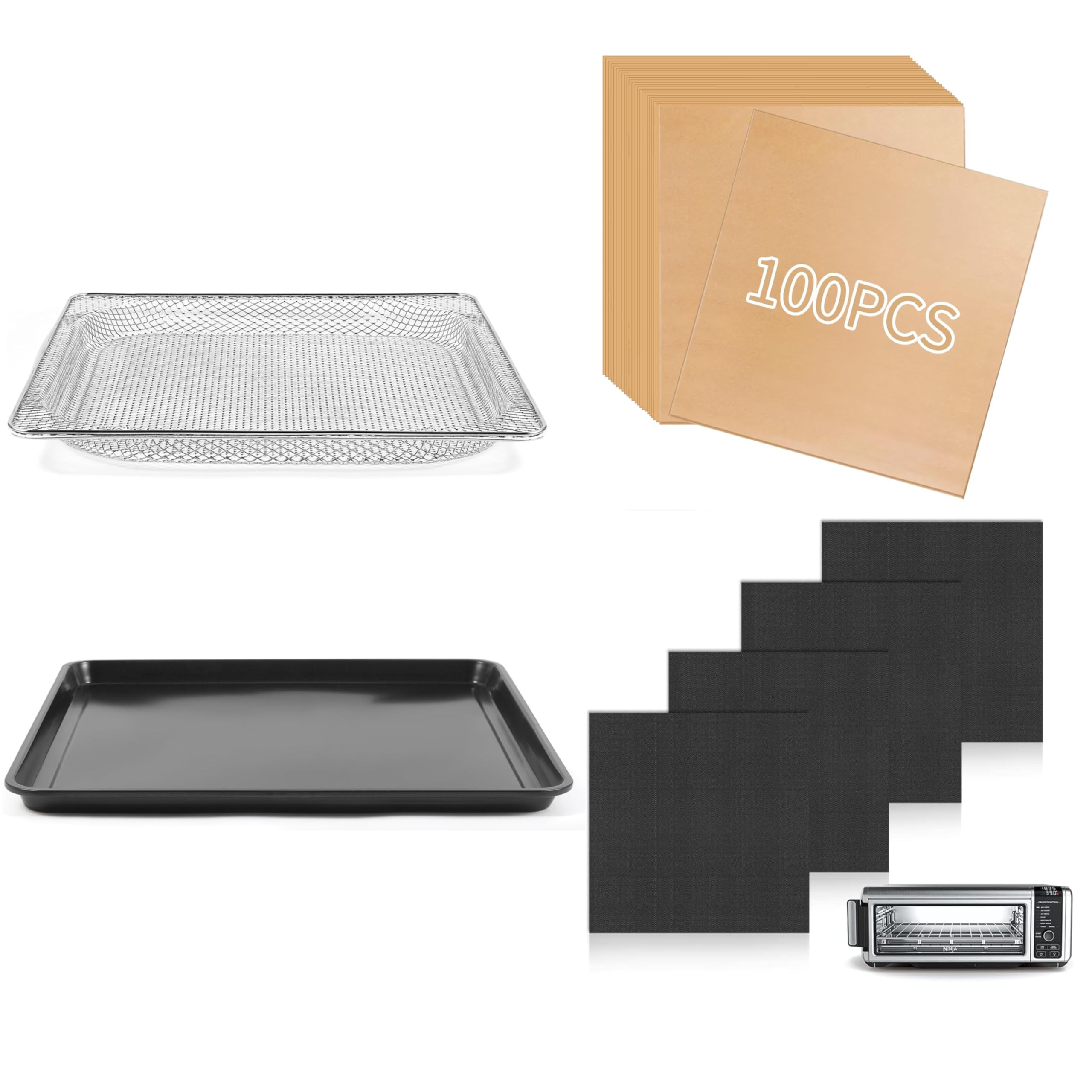 Air Fryer Accessories For Ninja Foodi Sp101 Air Fryer Oven, Air Fryer Liners Replacement Baking Pan Air Fryer Basket Non-Stick B