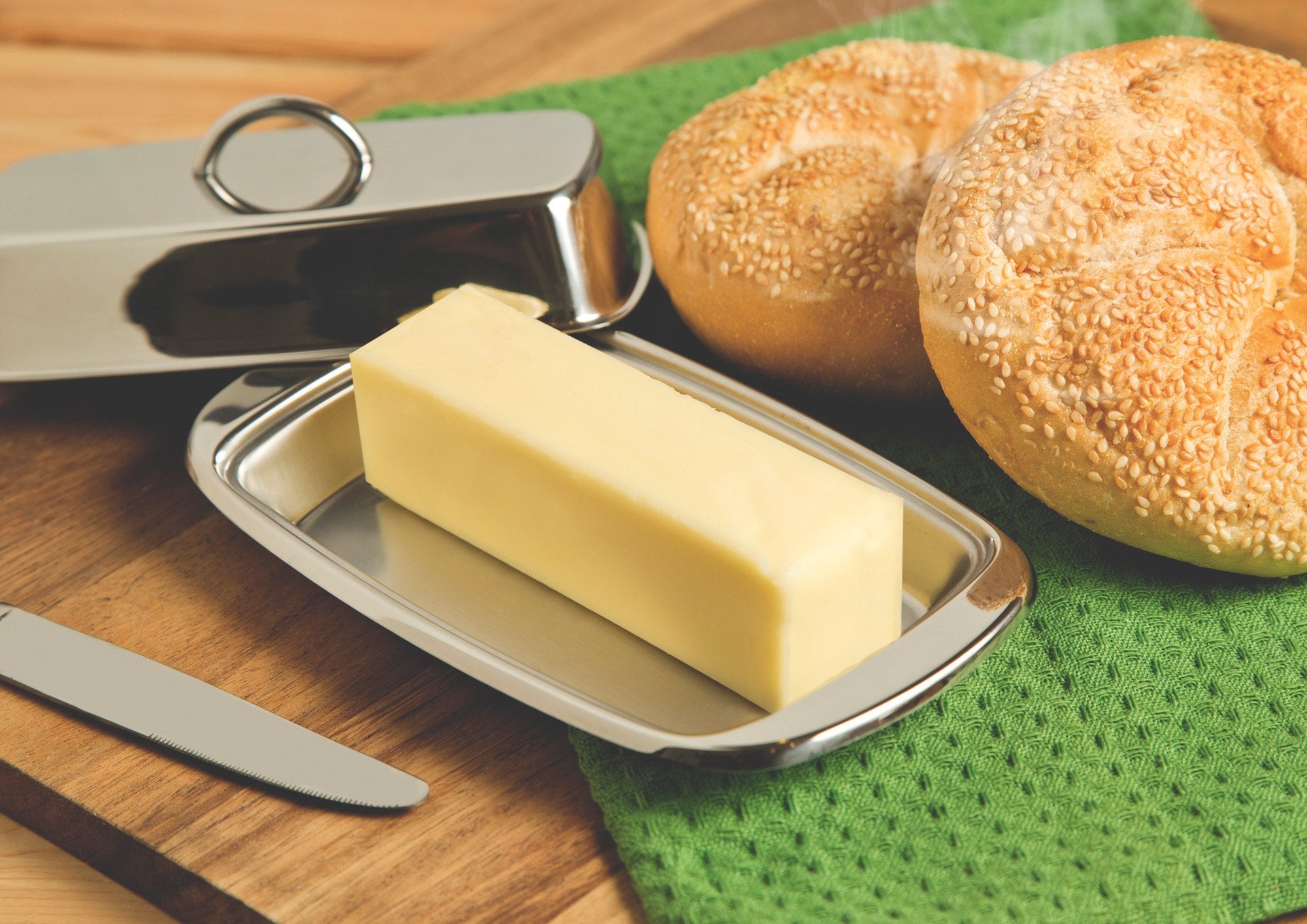 Fox Run Stainless Steel Double Covered Butter Dish, 7.5''
