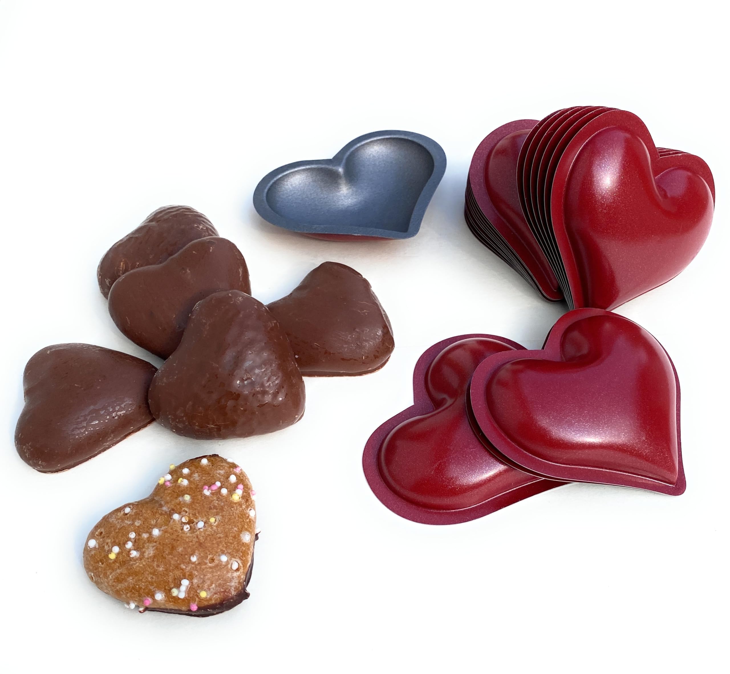 Culimi Mini Tart Pan Heart - 20 Piece Batticuori Cuore Tartelette Form Tin For Baking - Non-Stick Coating Love Tin