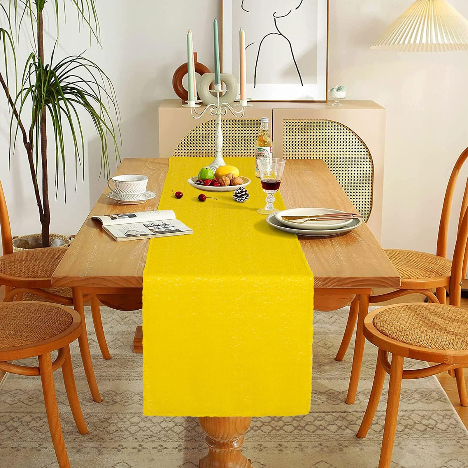 Amzlokae Sequin Table-Runner-2Pack Yellow Table Runner-12X108 Inch Wedding Table Runners For Decoration Rectangle Glitter Runner