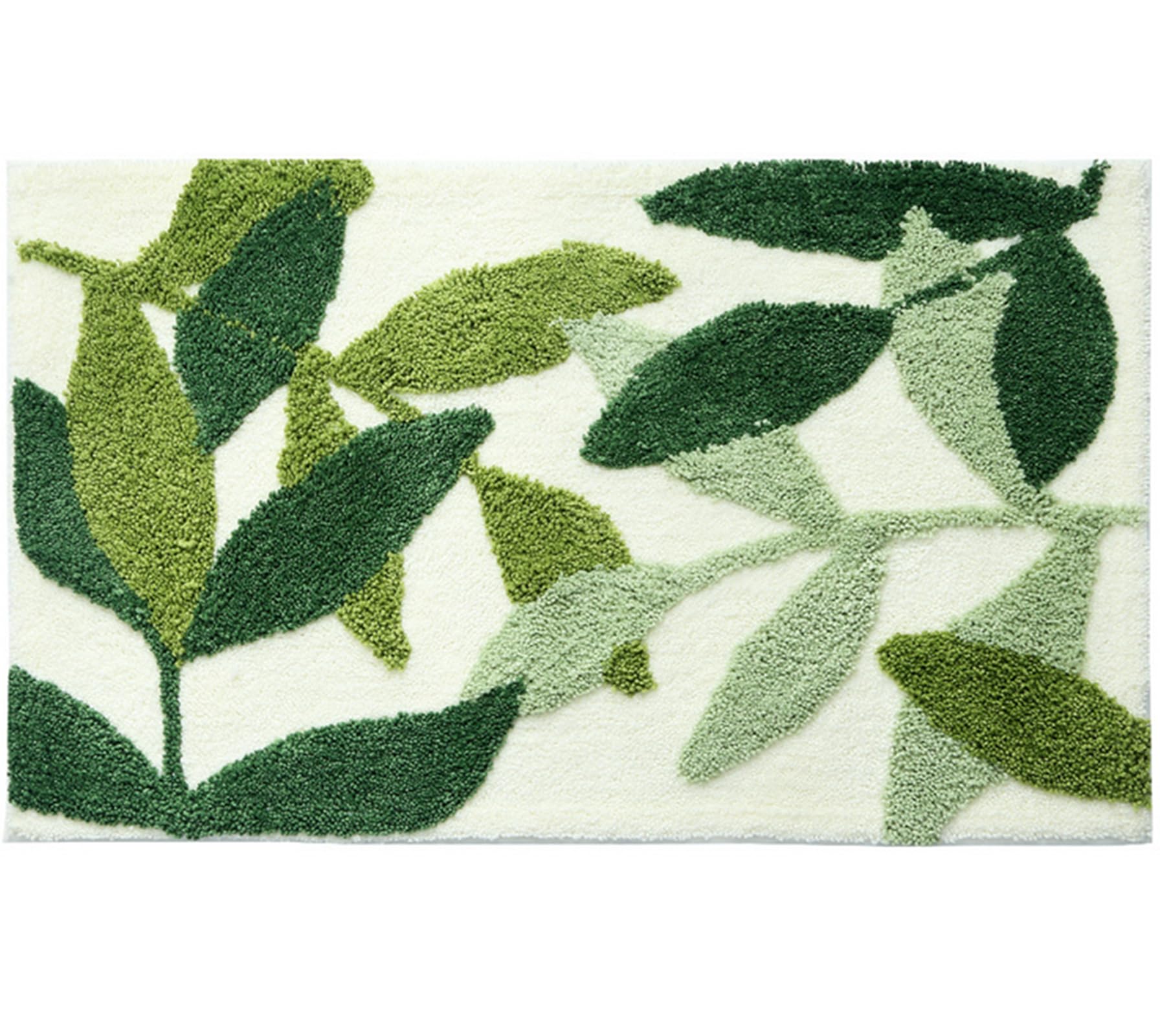 Zgxl Bath Mat Leaves Green Area Rug Non-Slip Soft Absorbent Bathroom Rugs Machine Washable Bath Rug Floor Carpet Entryway Door M