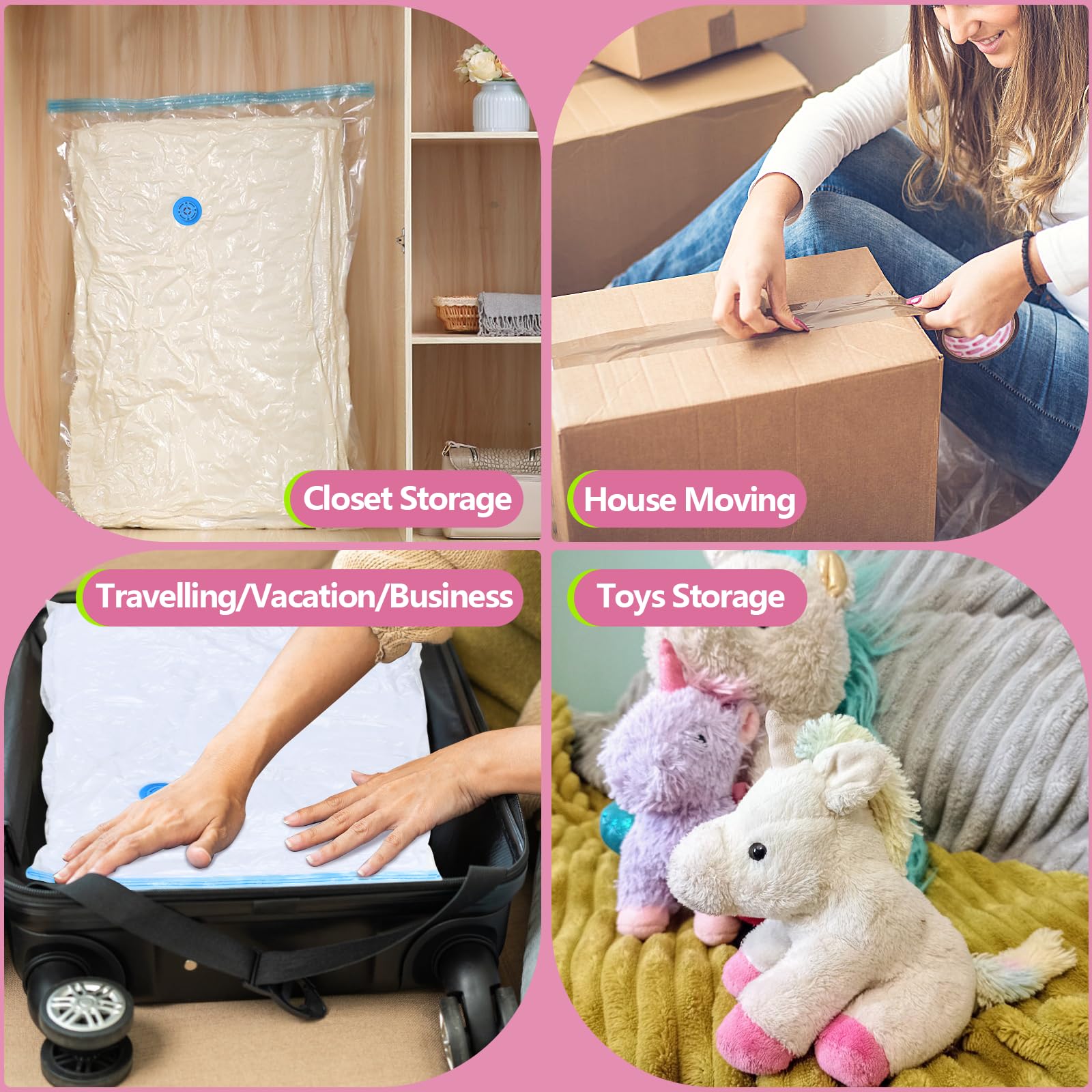 15 Pack Vacuum Storage Bags With Electric Pump, Travel Vacuum Bags (3 Jumbo, 3 Large, 3 Medium, 3 Small, 3 Roll Up Bags) Vacuum