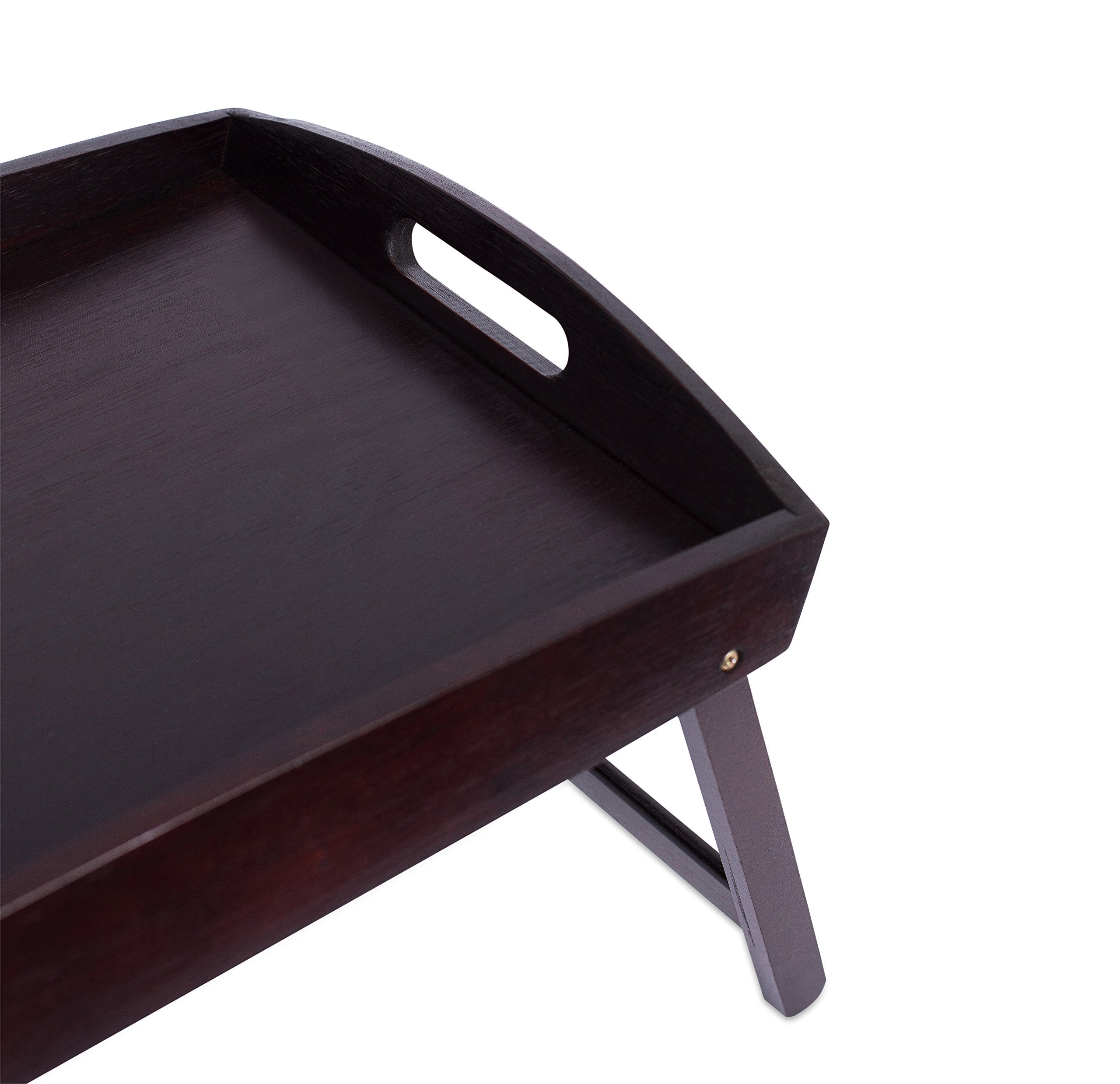 Birdrock Home Bamboo Bed Tray With Folding Legs - Rectangular Wood Table - Wooden Curved Sides Breakfast Serving Tray - Ideal Fo