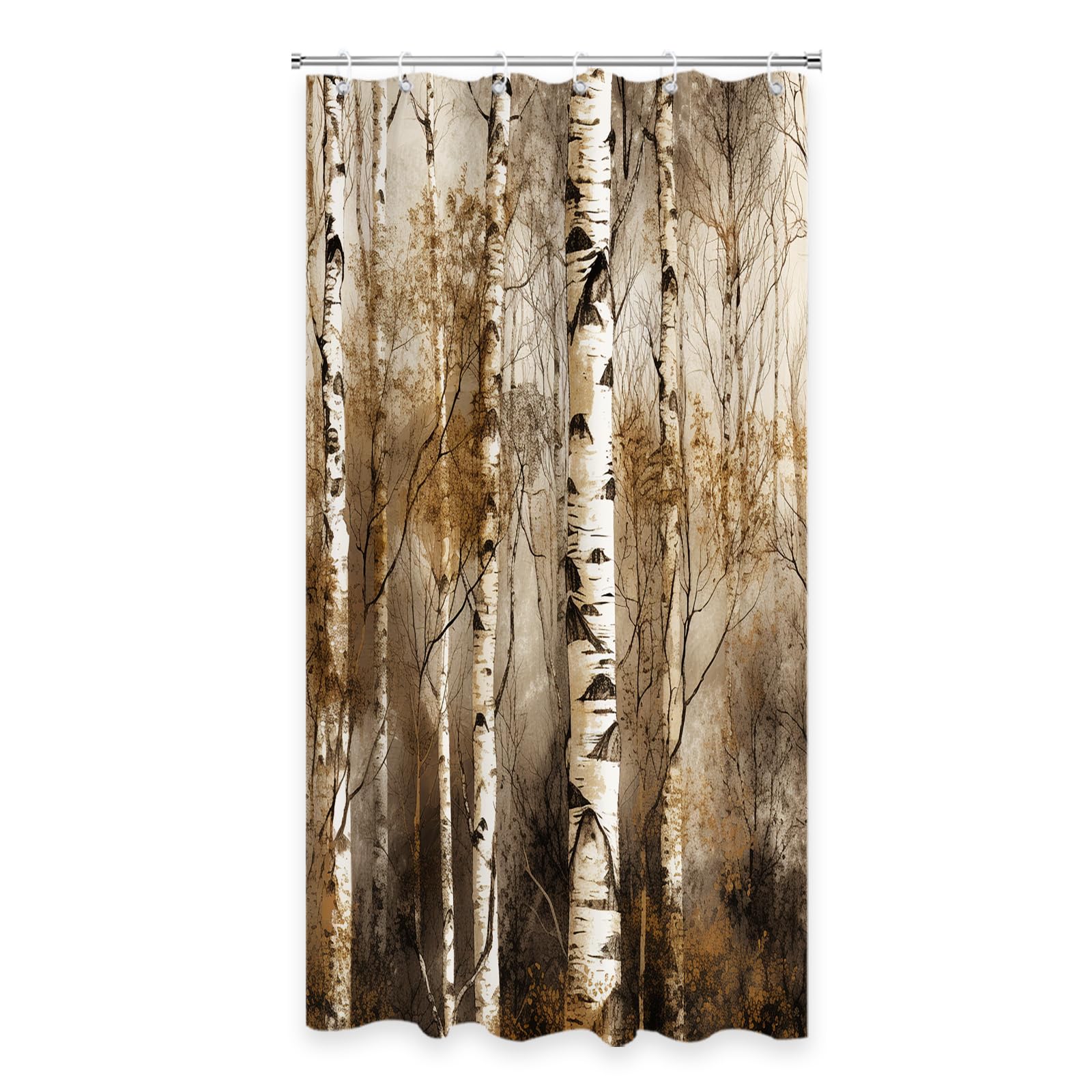 Theblackspot Birch Tree Shower Curtain Sets Rustic Western Country Bath Curtains Decor Grommet With Hooks 36'' W    72'' H