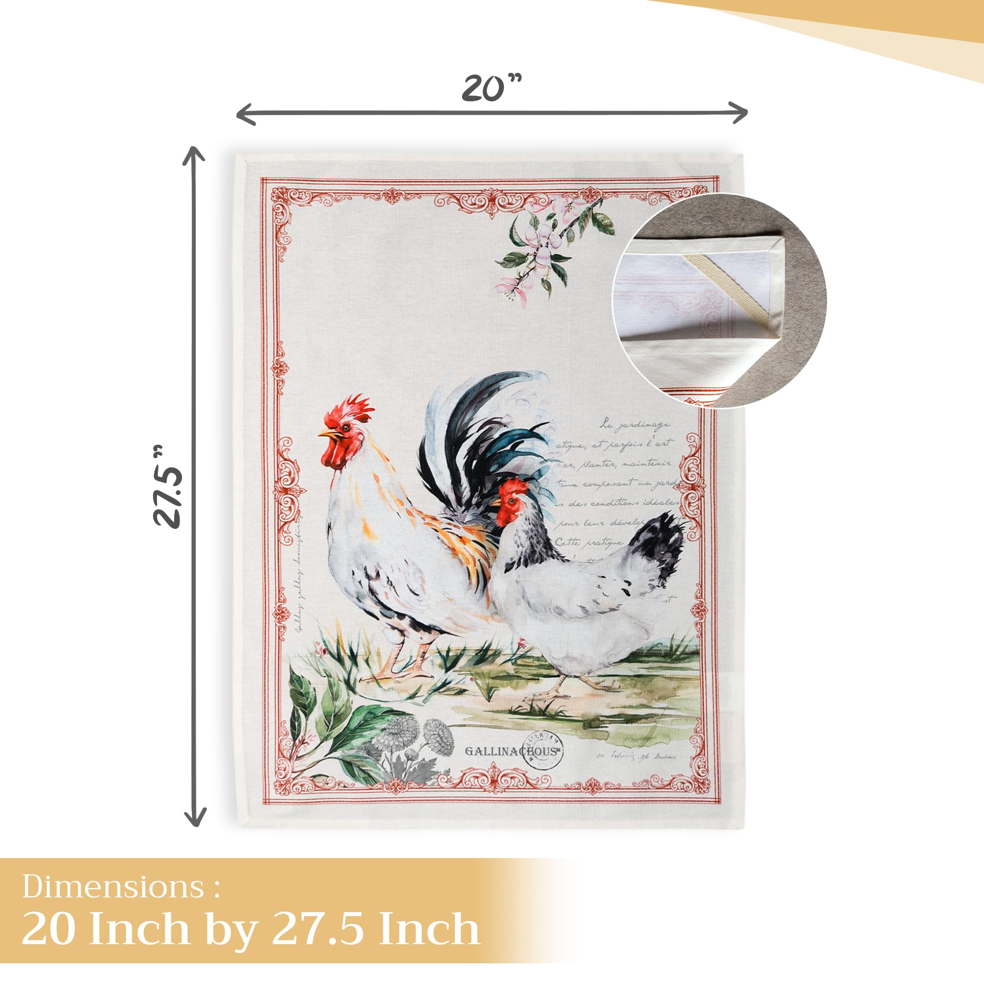 Maison D' Hermine Campagne 100% Cotton Set Of 2 Multi-Purpose Kitchen Towel Soft Absorbent Dish Towels | Tea Towels | Bar Towels