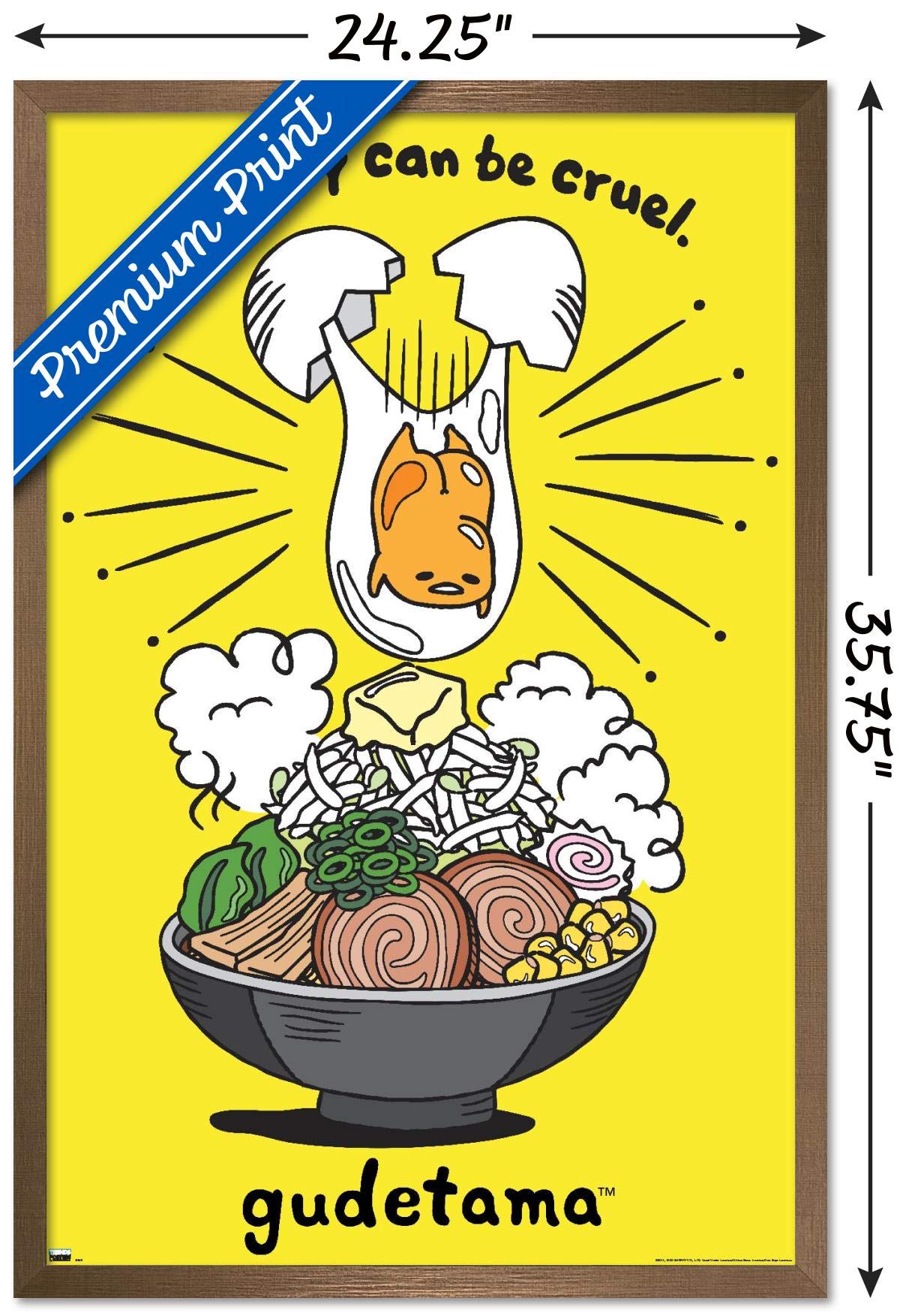 Trends International Gudetama - Gravity Wall Poster, 22.375'' X 34'', Bronze Framed Version