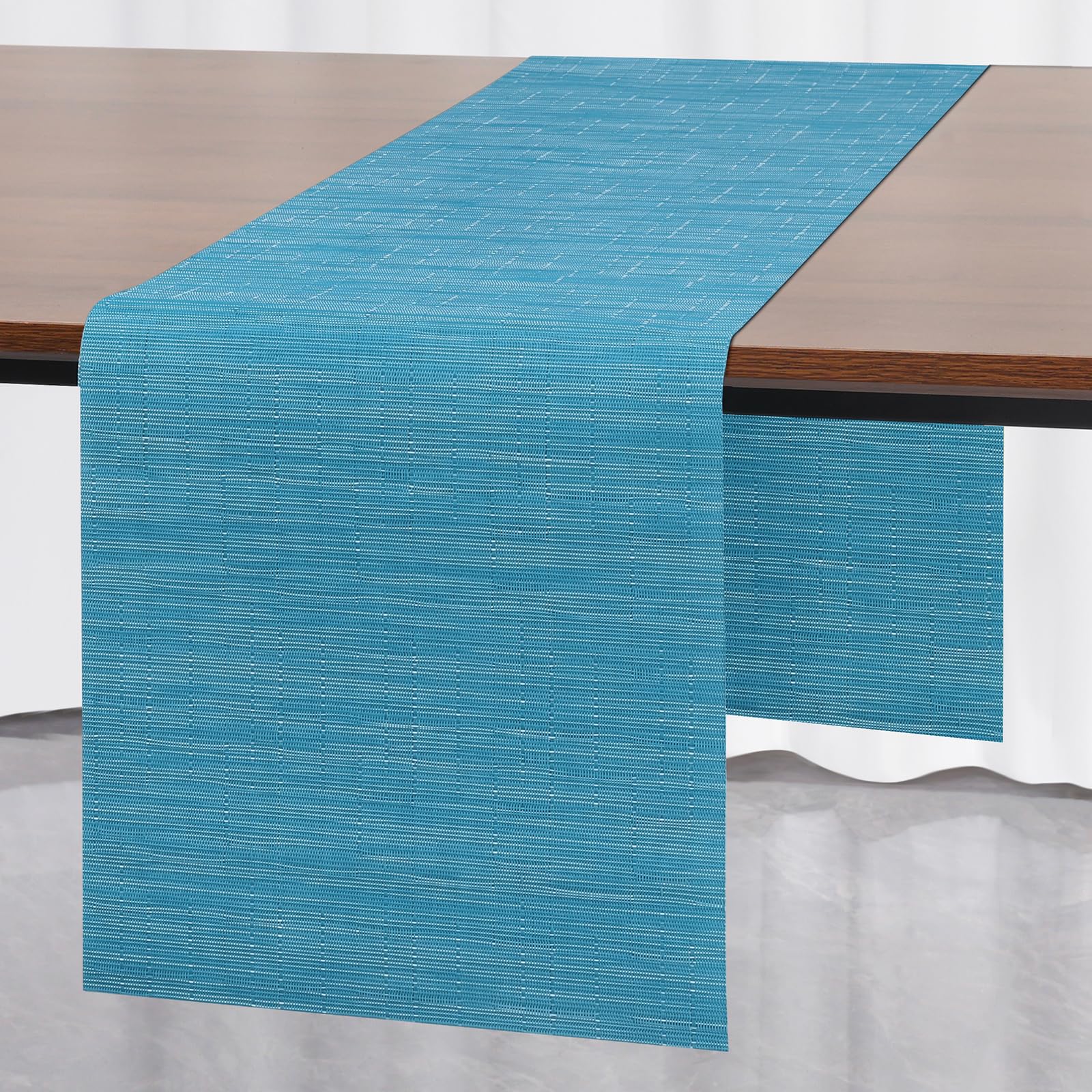 Myir JUN Table Runner, Vinyl Table Runner Indoor 55 Inch Long Arbitrarily Cropped Runner for Table Heatproof for Home Party (Blu