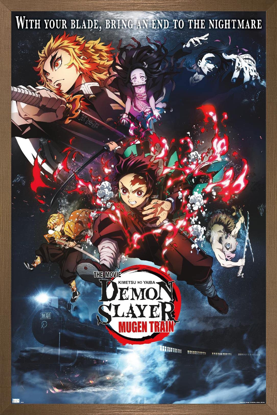 Trends International Demon Slayer: Mugen Train - Collage One Sheet Wall Poster, 22.375'' X 34'', Bronze Framed Version