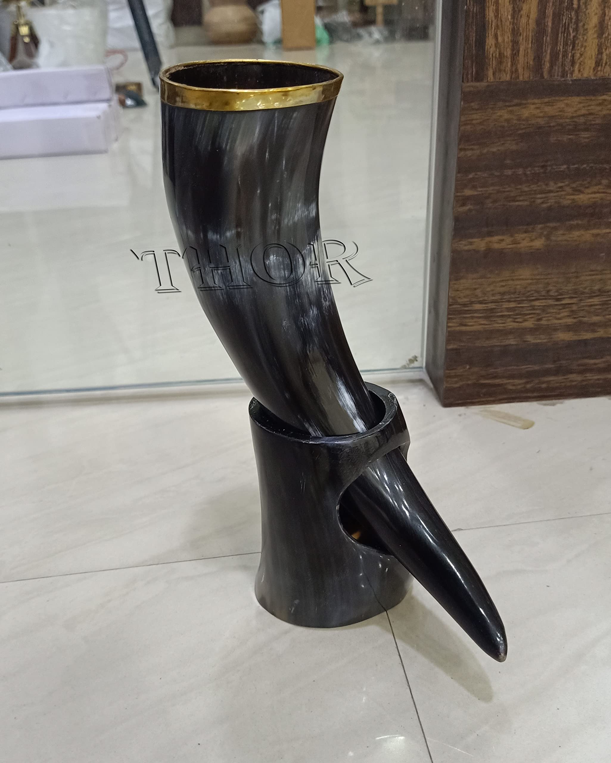 Viking Cup Drinking Horn Tankard Authentic Medieval Inspired drinking horn with stand Rustic Vintage Home Decor Gifts
