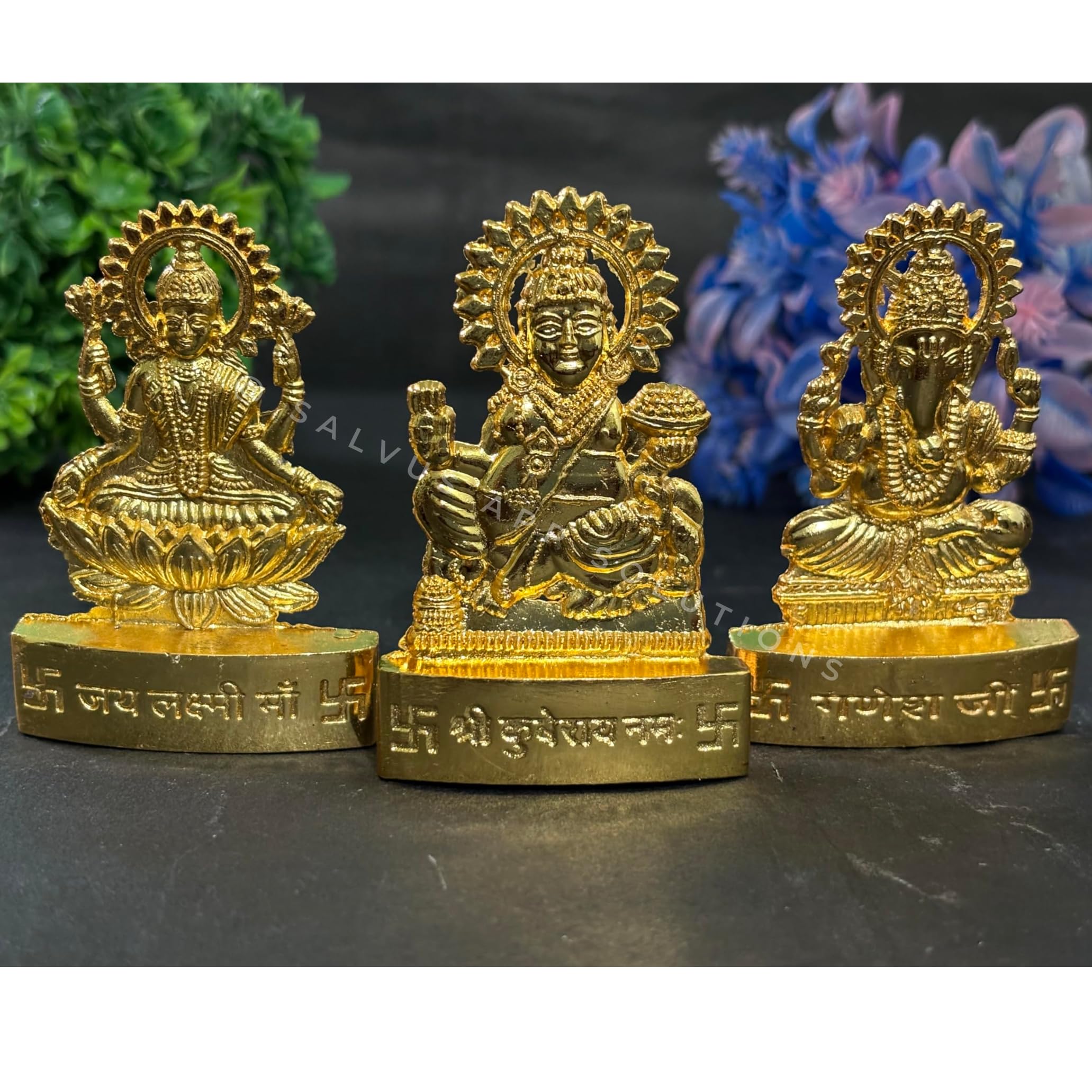 Salvus App Solutions Metal Laxmi Ganesh Kuber Idol - Diwali Prosperity Set - Enhance Your Festivities With This Divine Set, Perf