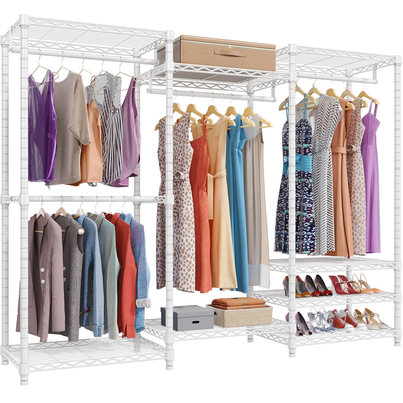 VIPEK V5 Portable Closet Wardrobe Heavy Duty Clothes Rack Freestanding Metal Clothing Rack  White